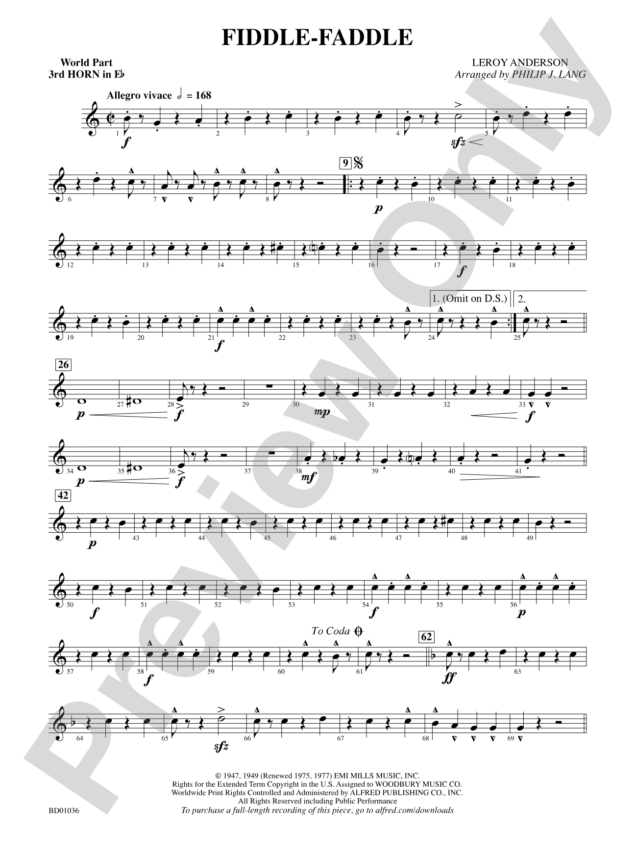 Fiddle-Faddle: (wp) 3rd Horn in E-flat