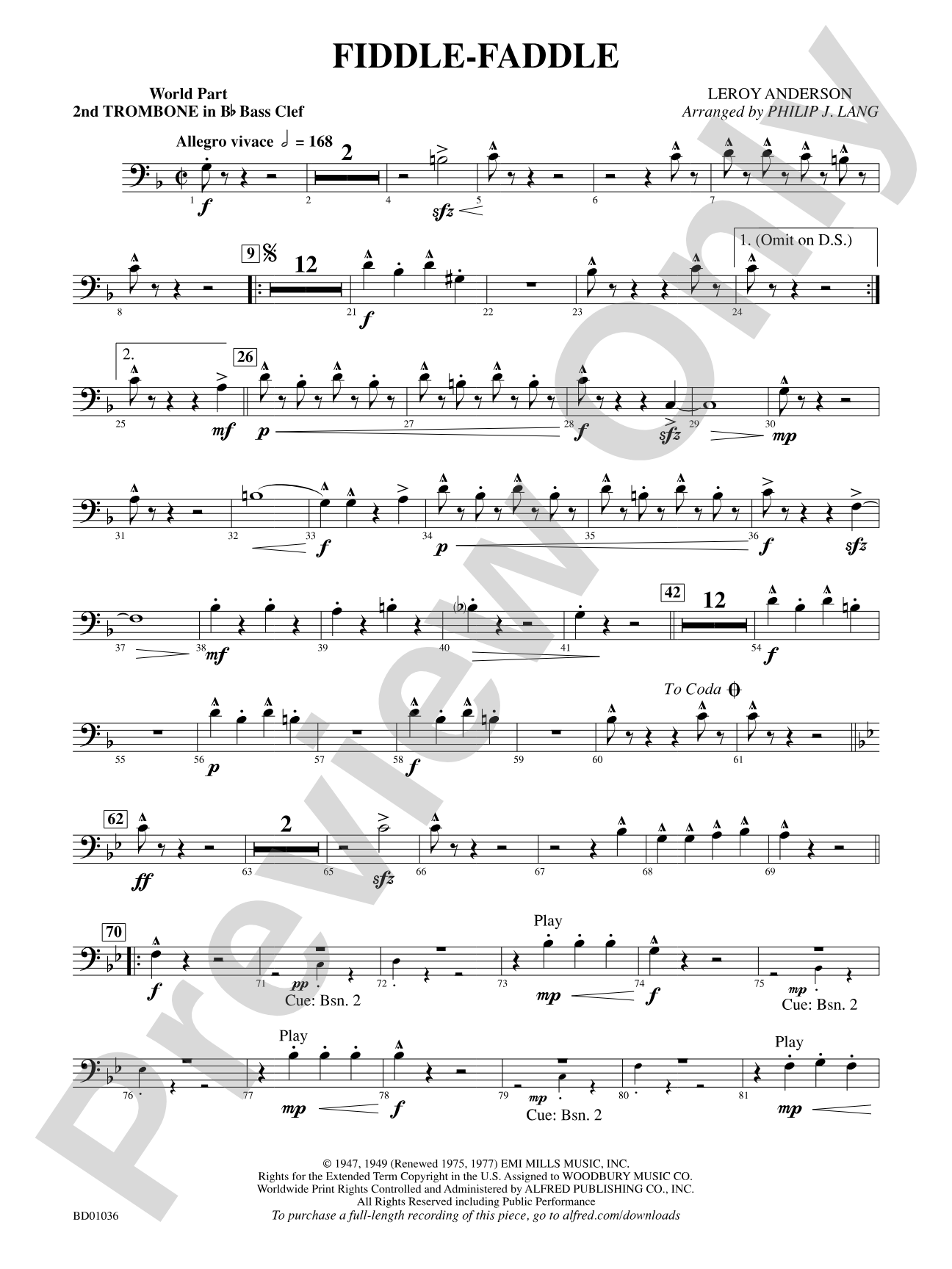 Fiddle-Faddle: (wp) 2nd B-flat Trombone B.C.
