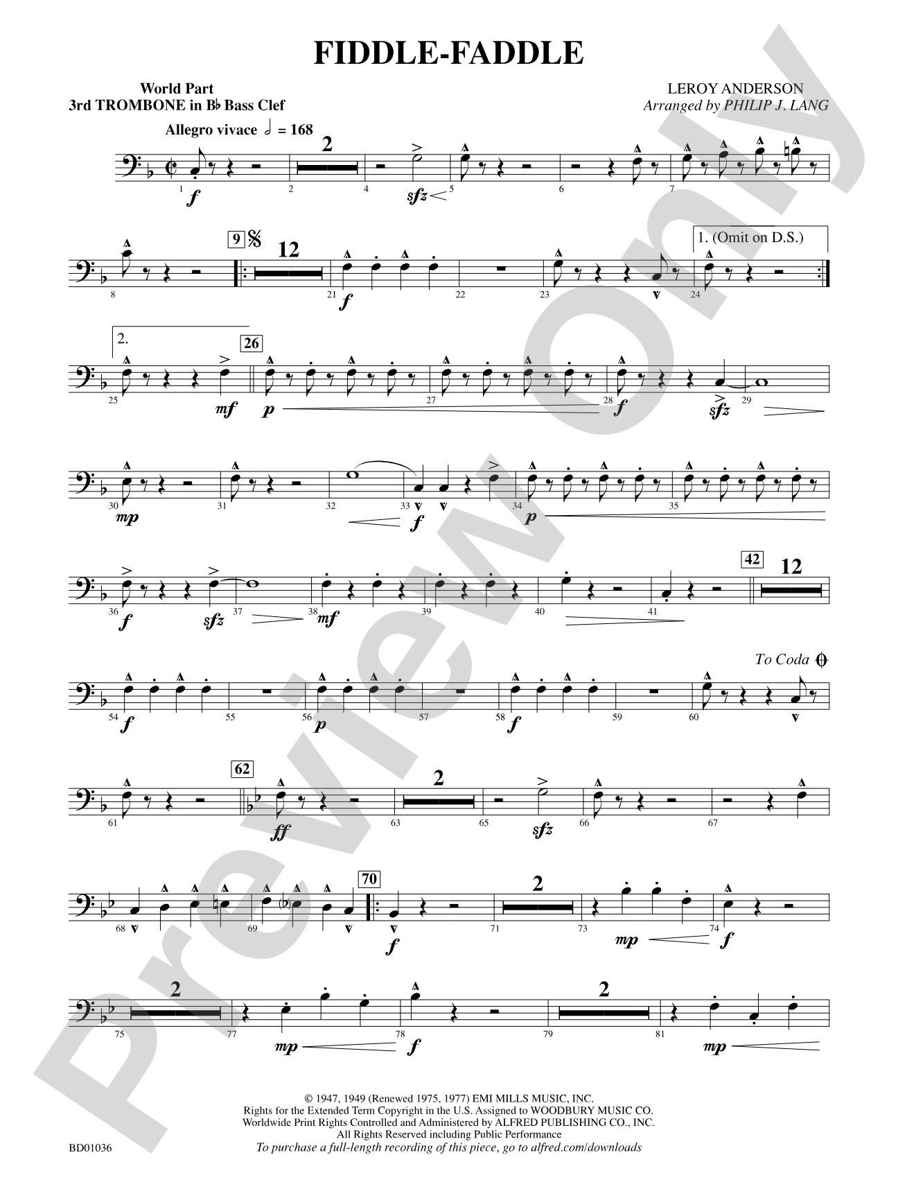 Fiddle-Faddle: (wp) 3rd B-flat Trombone B.C.