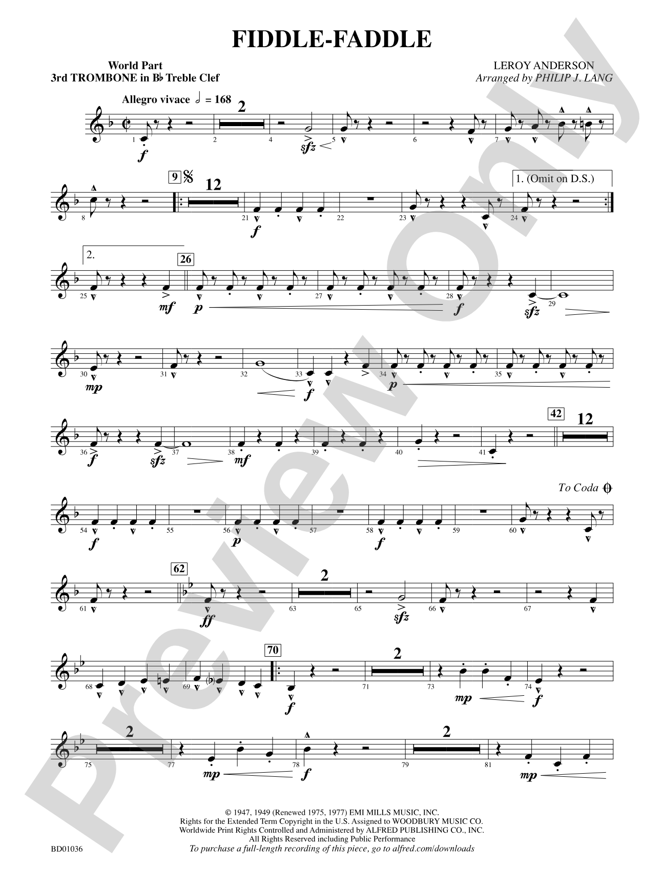 Fiddle-Faddle: (wp) 3rd B-flat Trombone T.C.