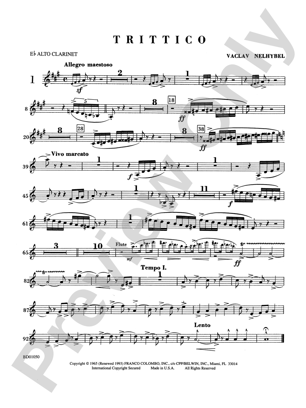 Trittico: E-flat Alto Clarinet