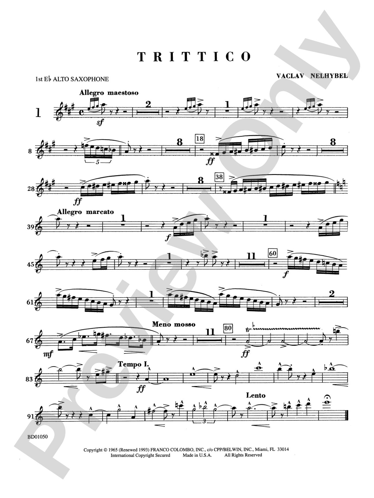 Trittico: E-flat Alto Saxophone
