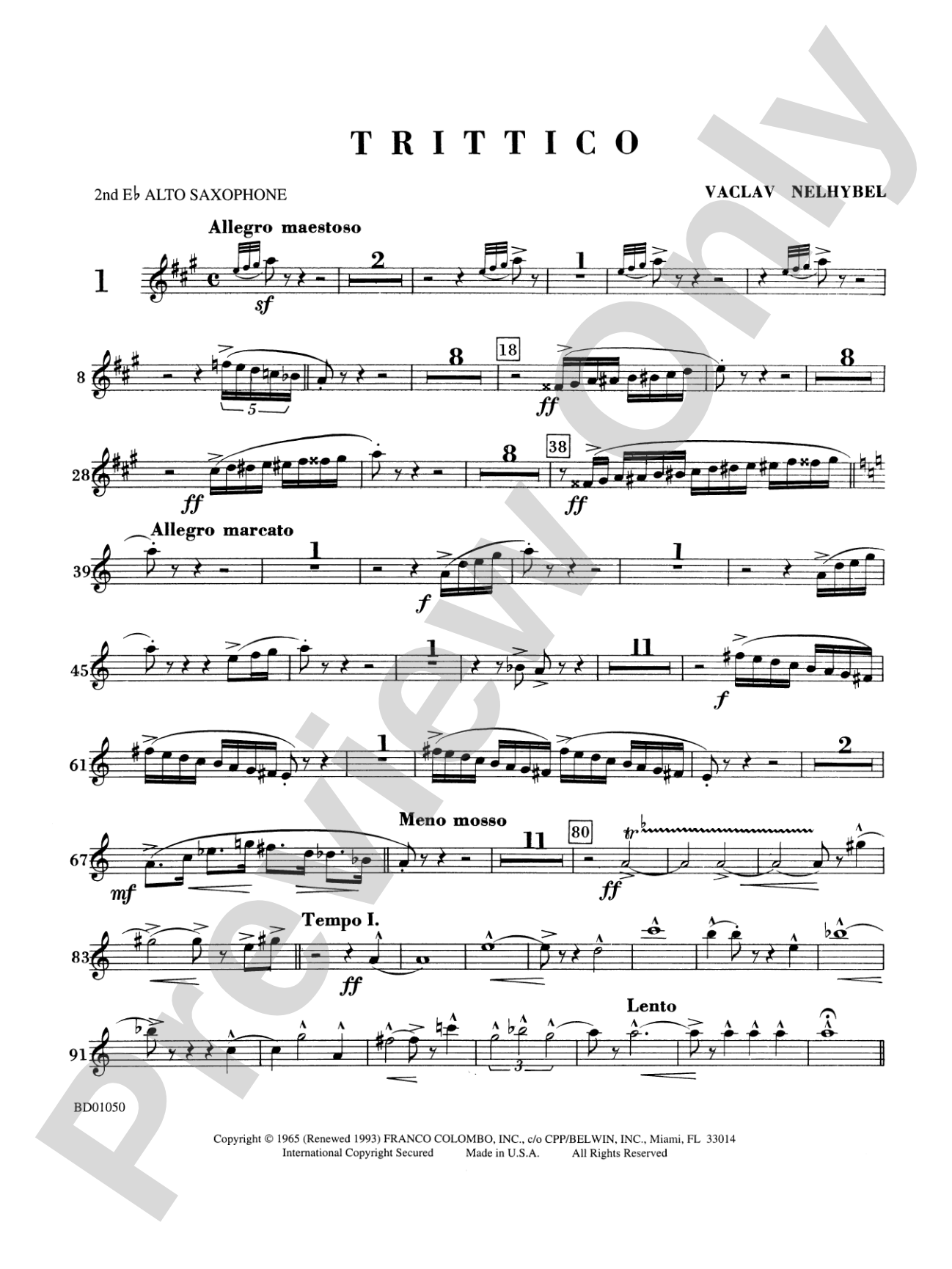 Trittico: 2nd E-flat Alto Saxophone