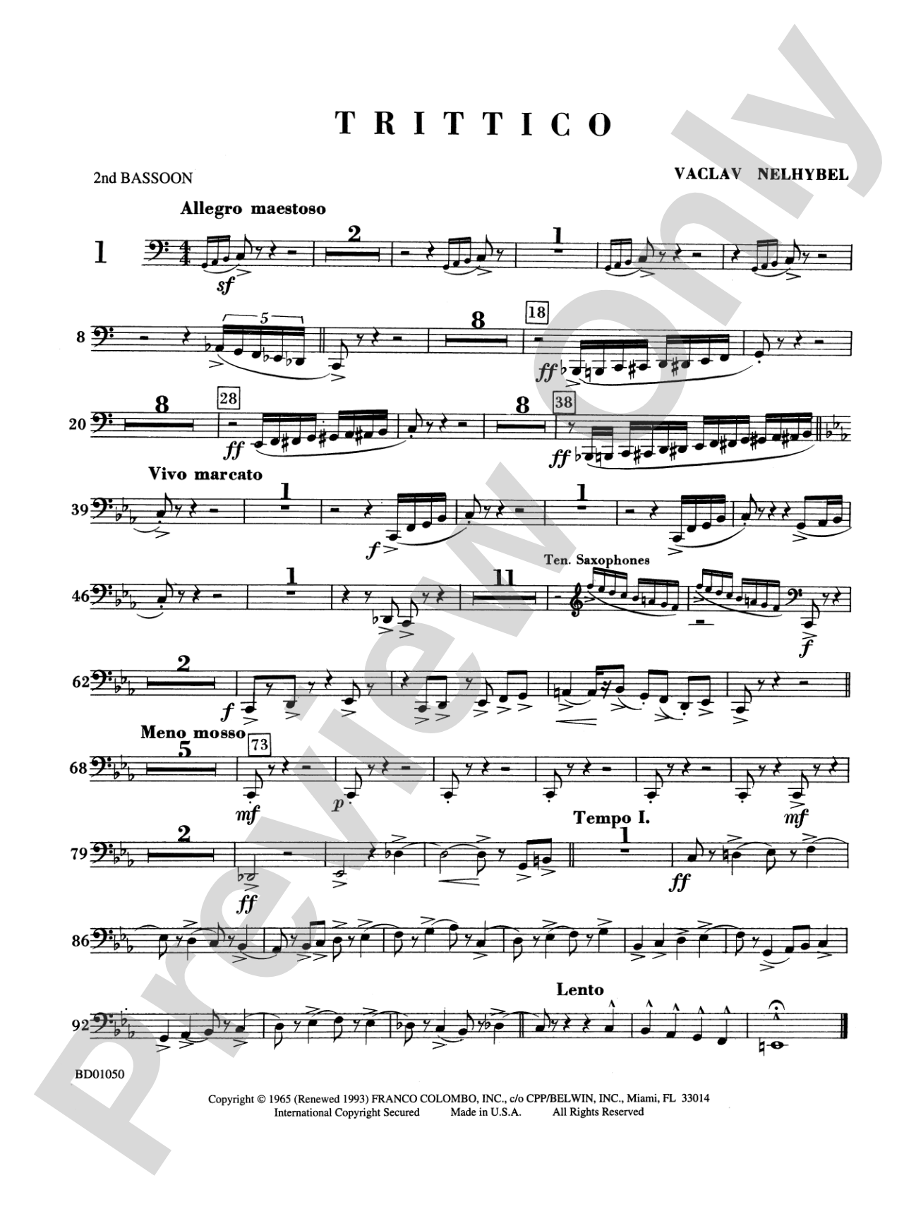 Trittico: 2nd Bassoon