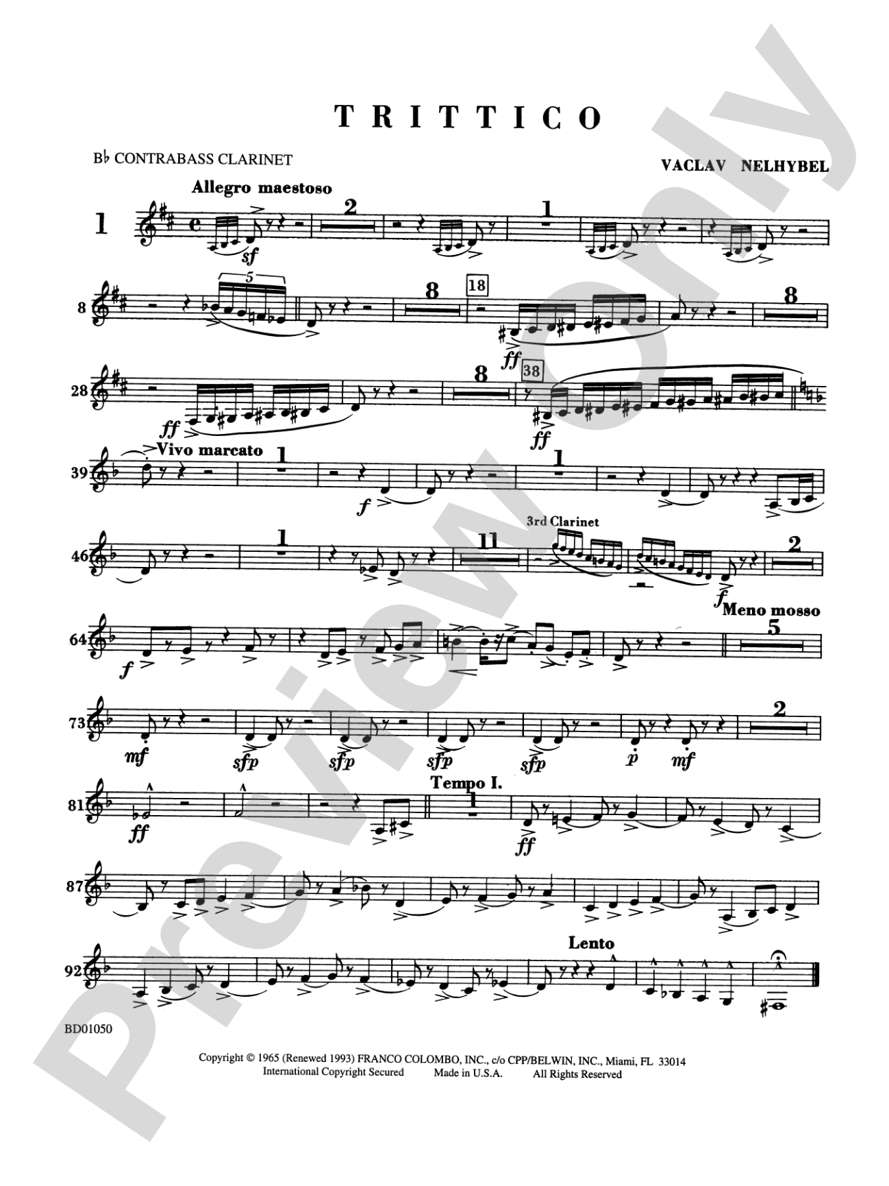 Trittico: B-flat Contrabass Clarinet