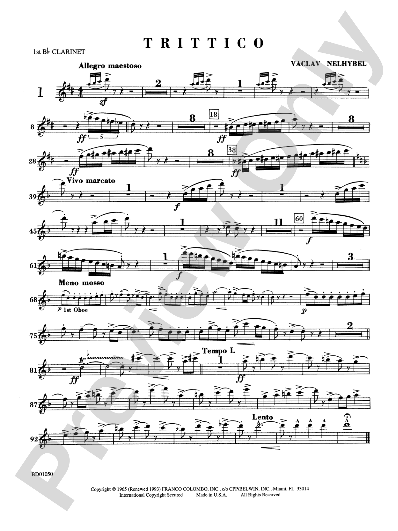 Trittico: 1st B-flat Clarinet