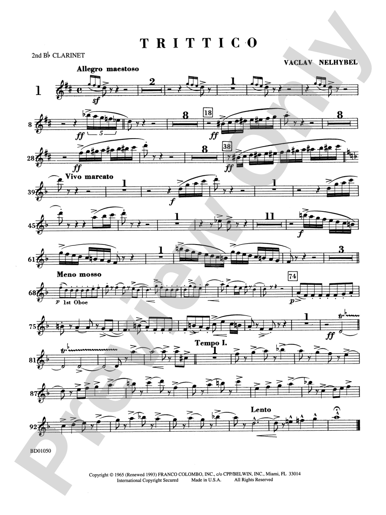 Trittico: 2nd B-flat Clarinet