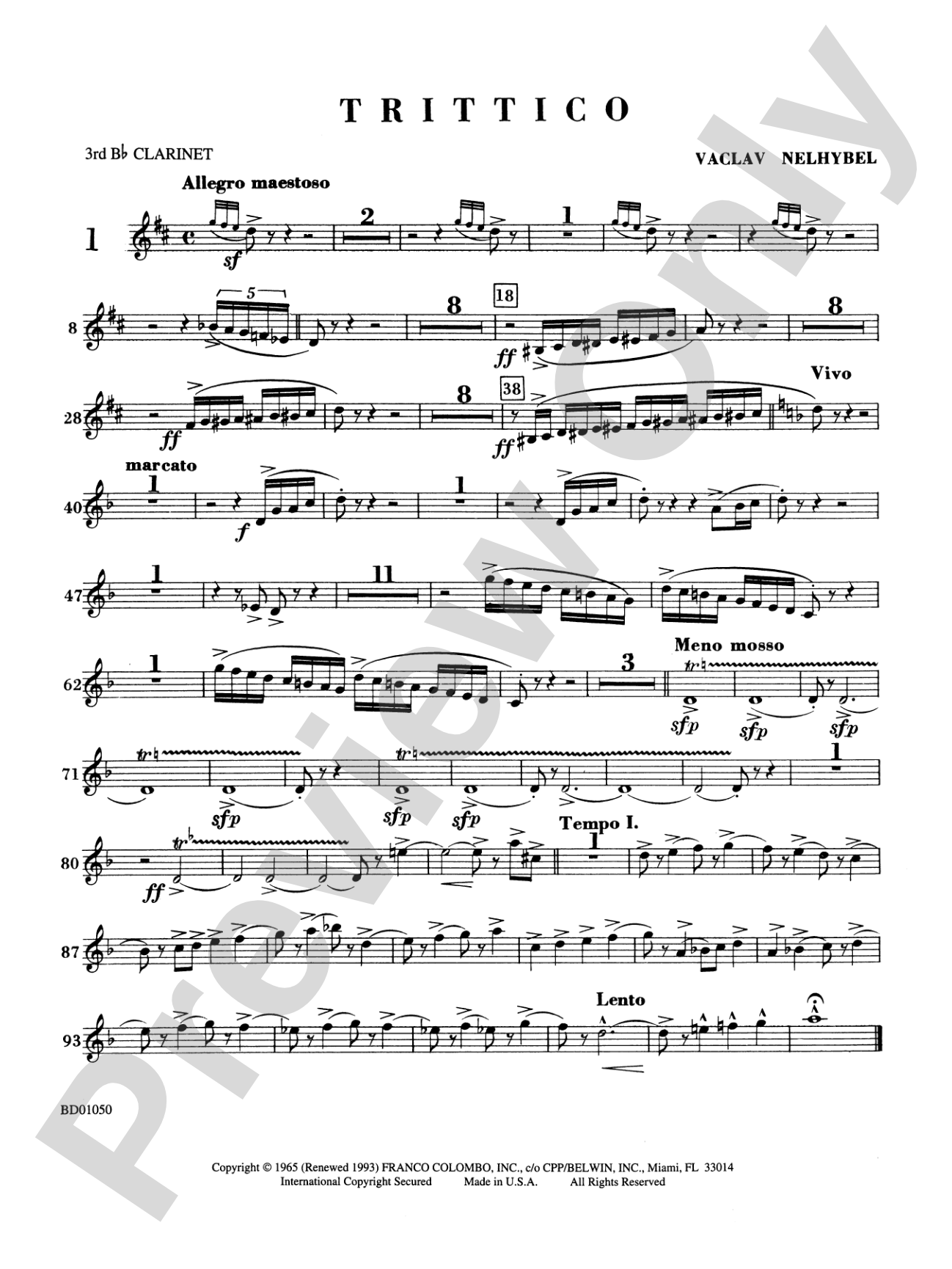 Trittico: 3rd B-flat Clarinet
