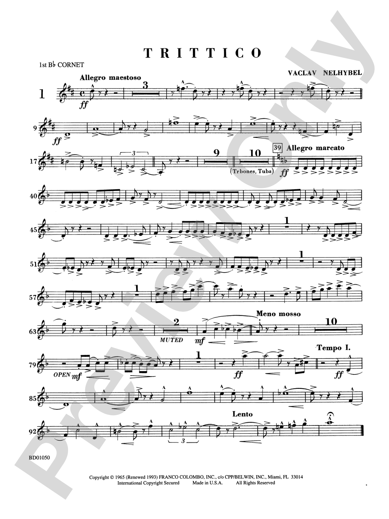 Trittico: 1st B-flat Cornet