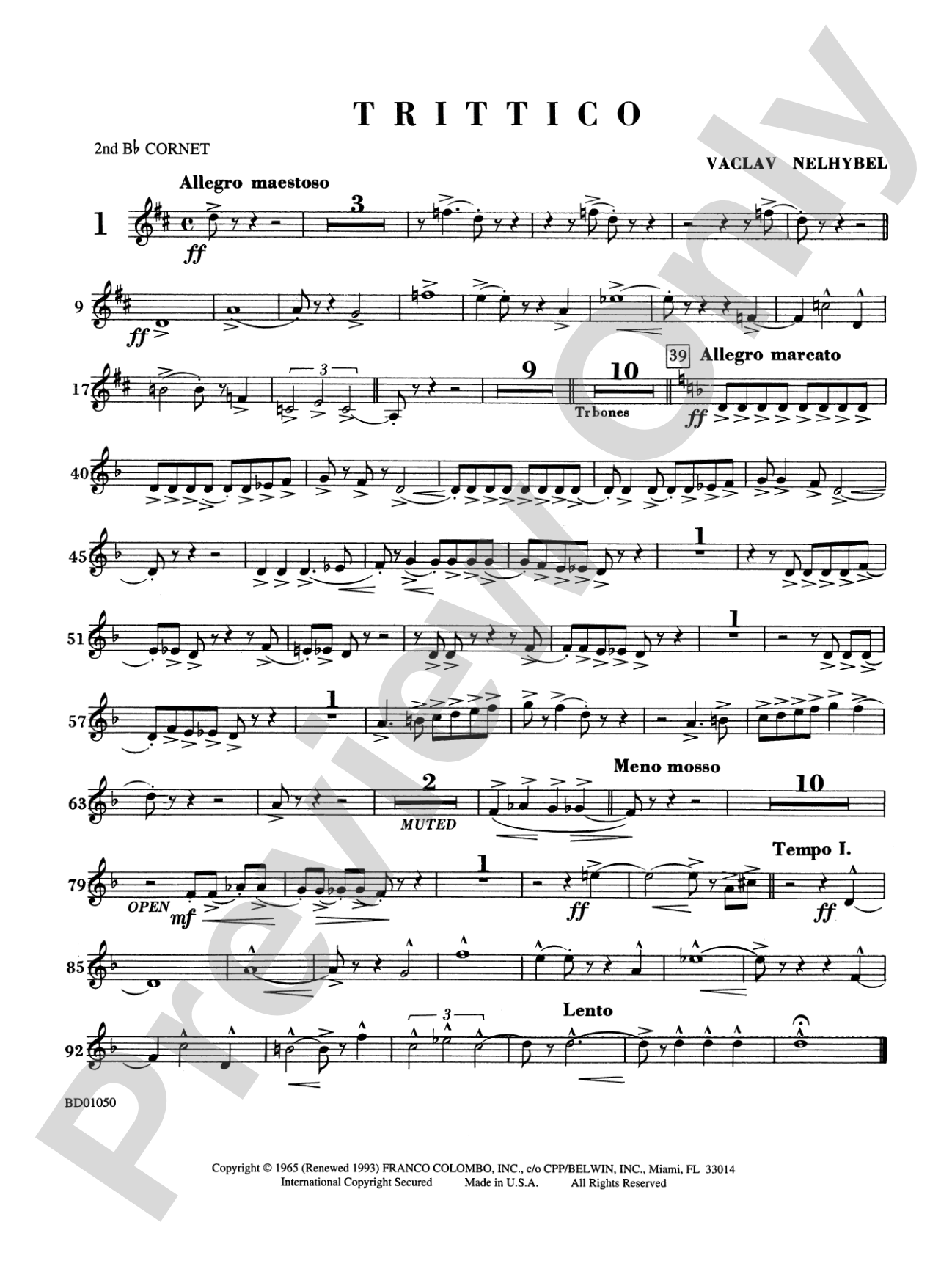 Trittico: 2nd B-flat Cornet