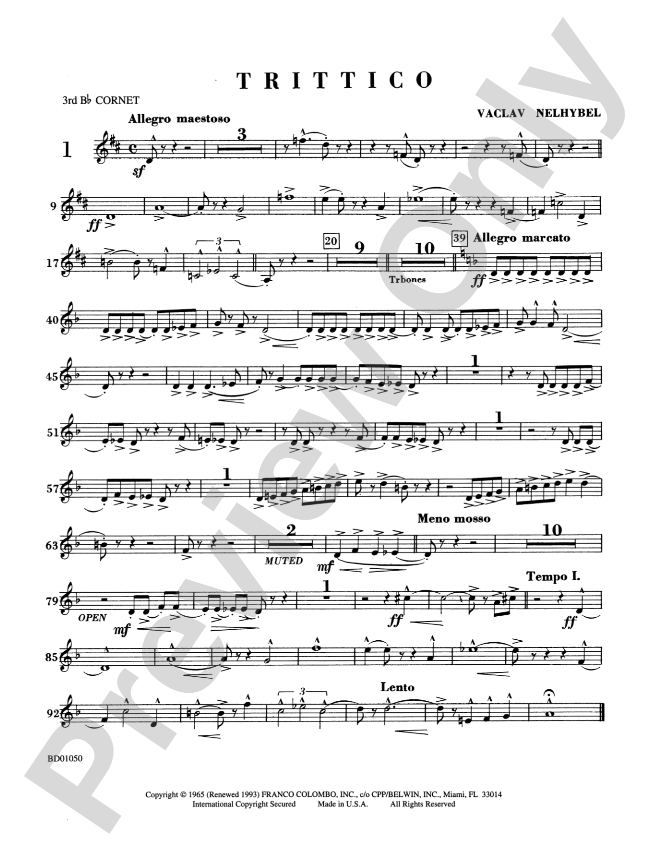 Trittico: 3rd B-flat Cornet