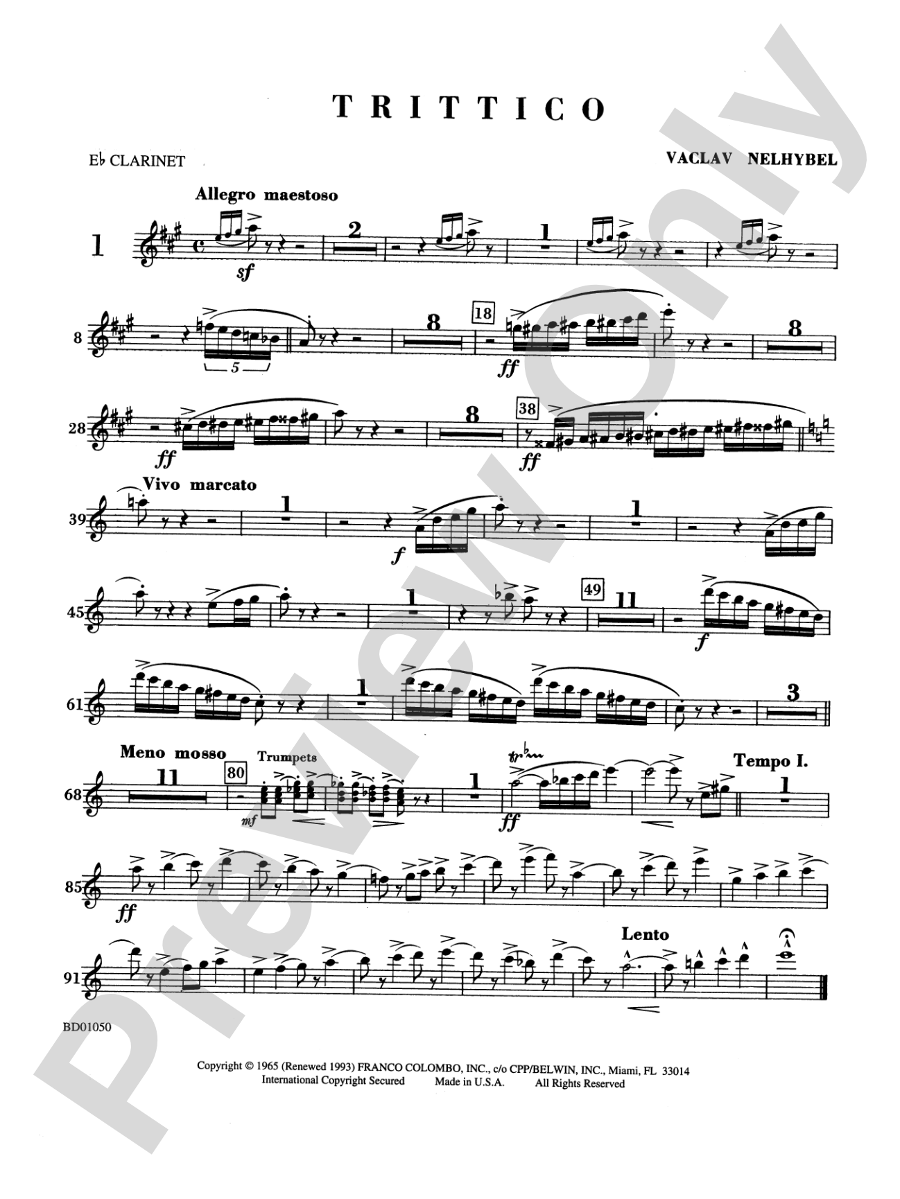 Trittico: E-flat Soprano Clarinet