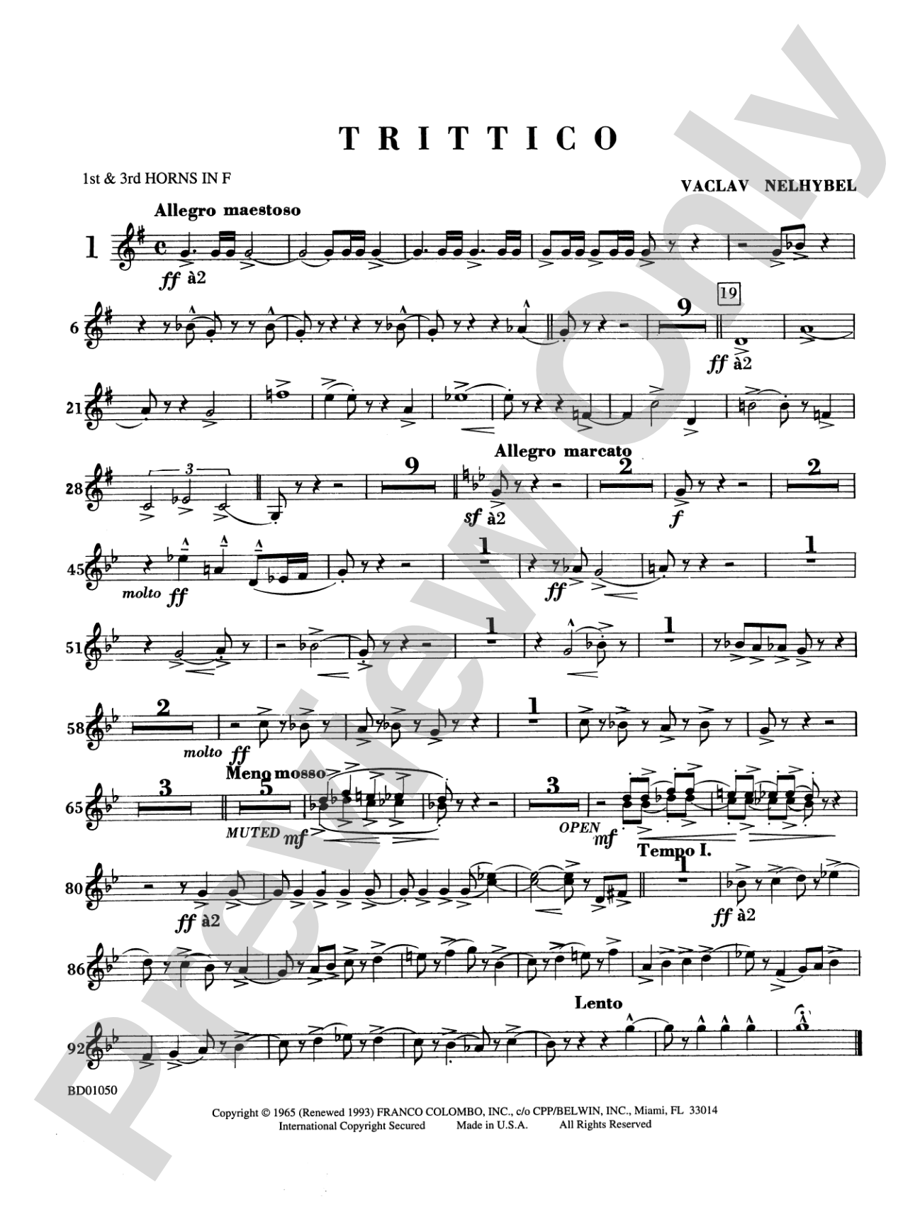 Trittico: 1st & 3rd F Horns
