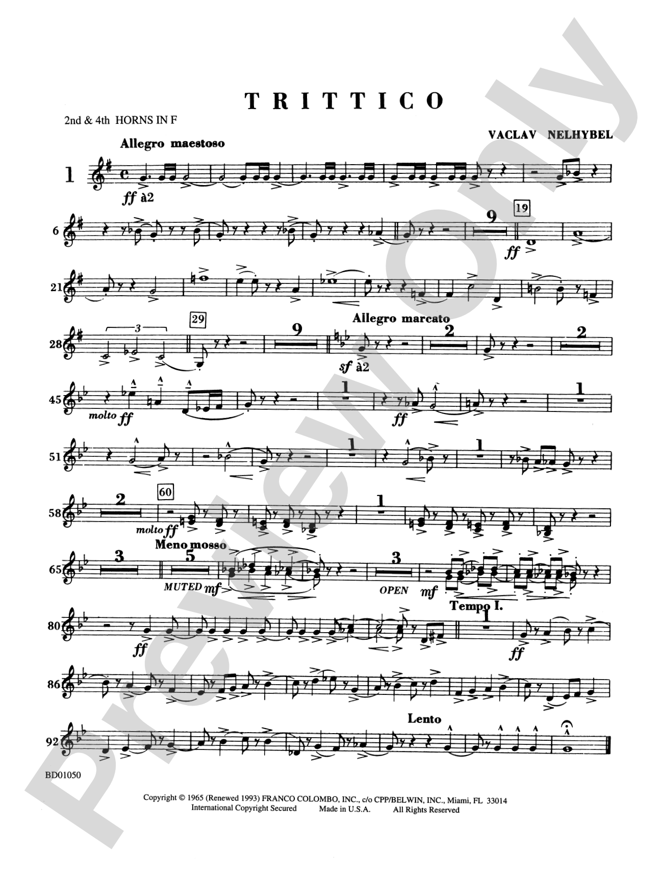 Trittico: 2nd & 4th Horns in F