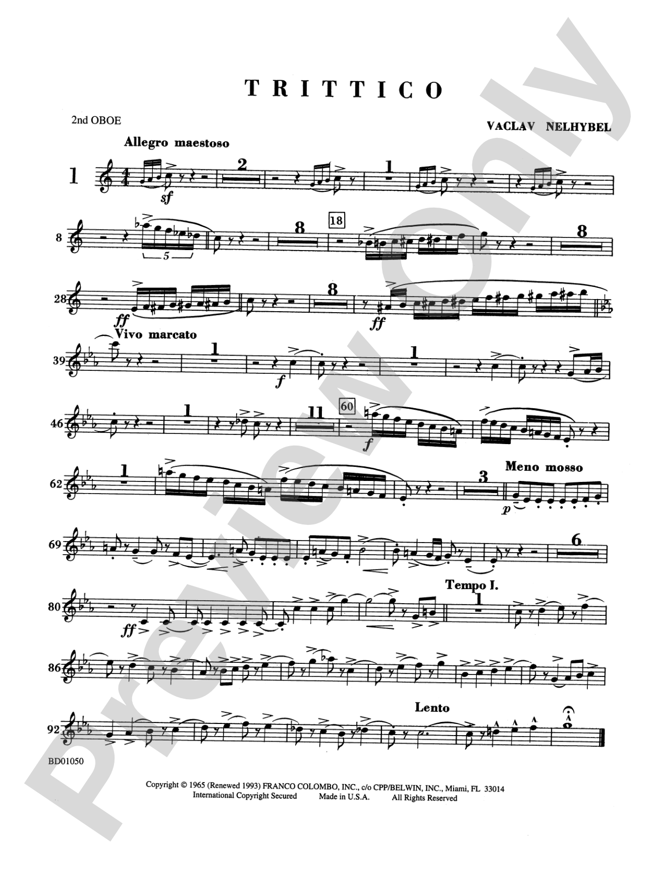 Trittico: 2nd Oboe