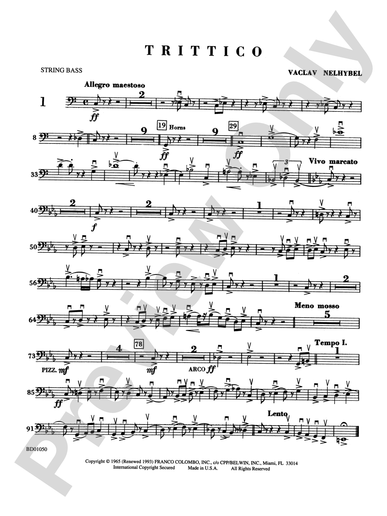 Trittico: String Bass