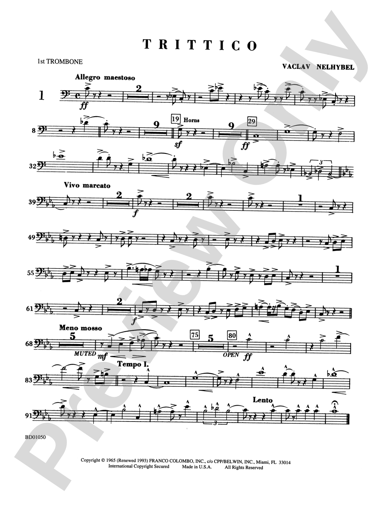 Trittico: 1st Trombone