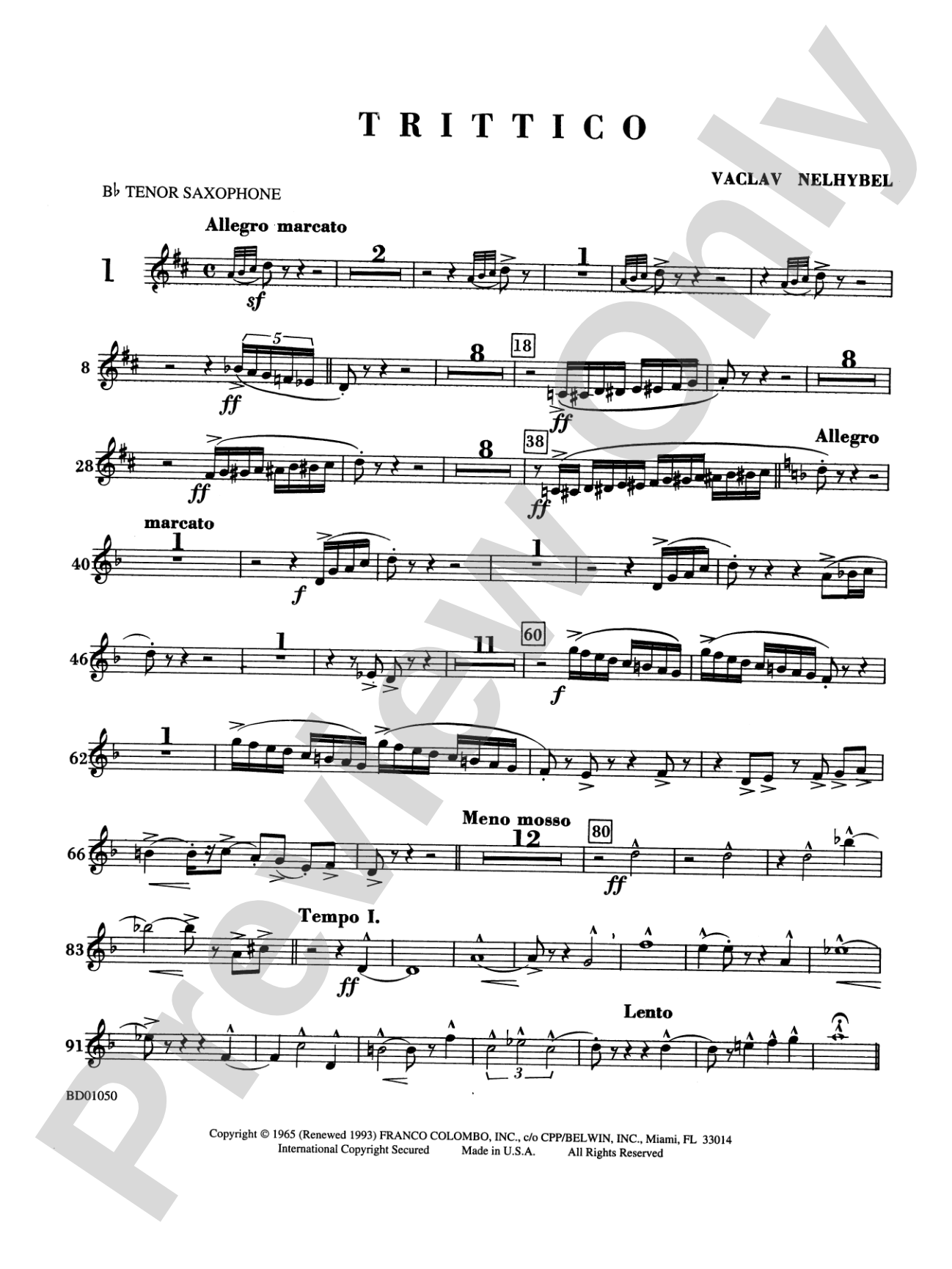 Trittico: B-flat Tenor Saxophone