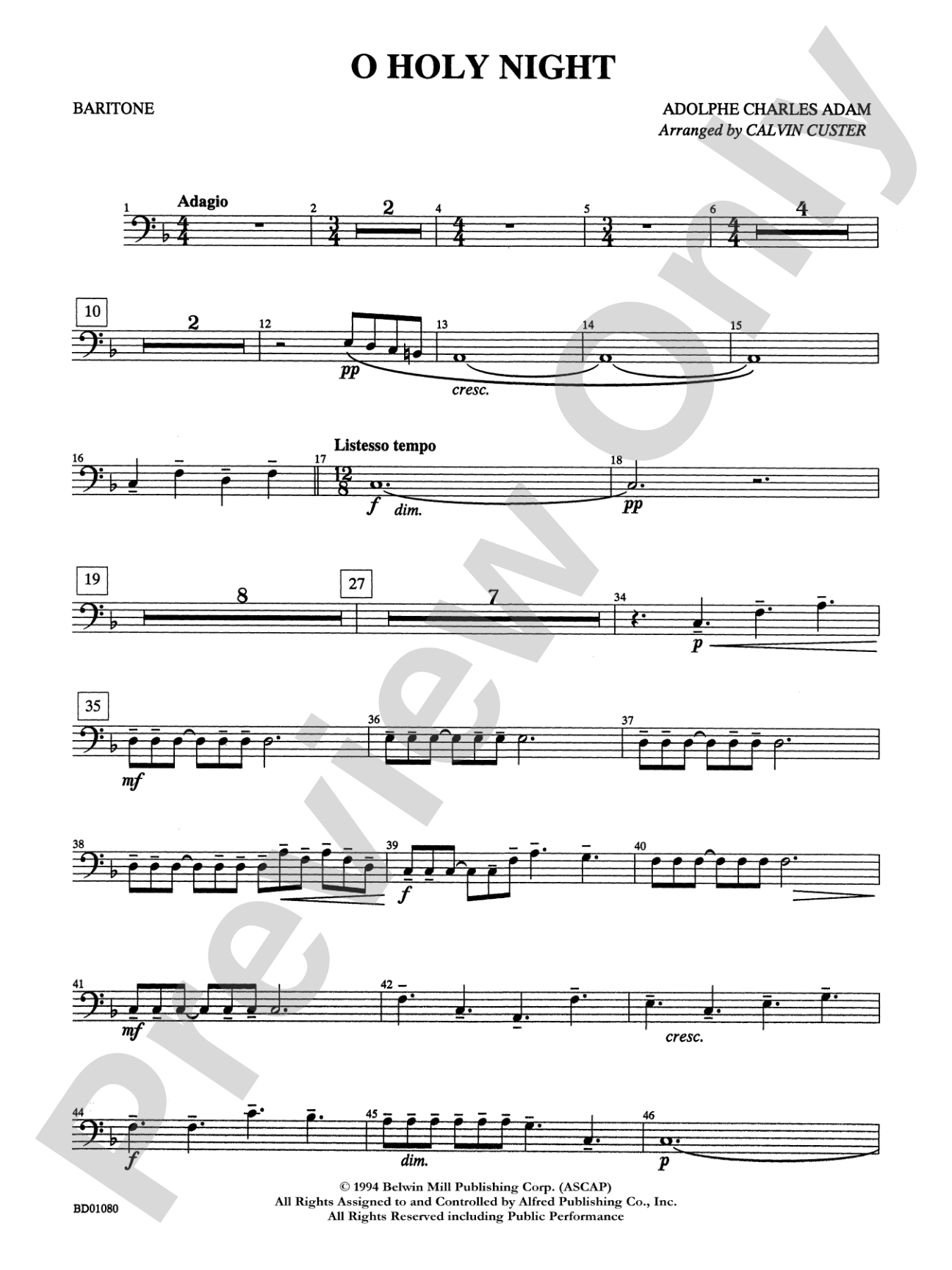 O Holy Night: Baritone B.C.