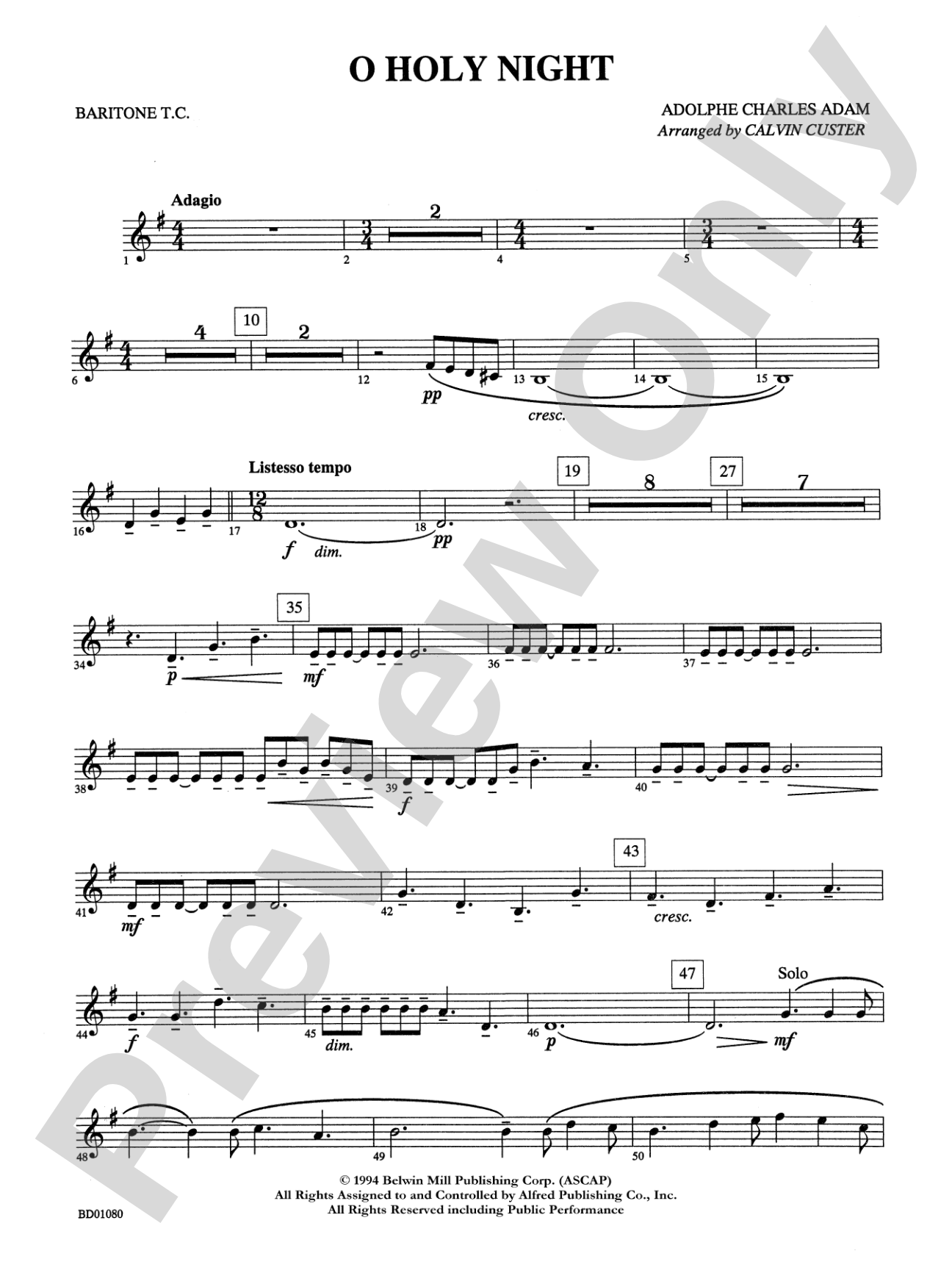 O Holy Night: Baritone T.C.