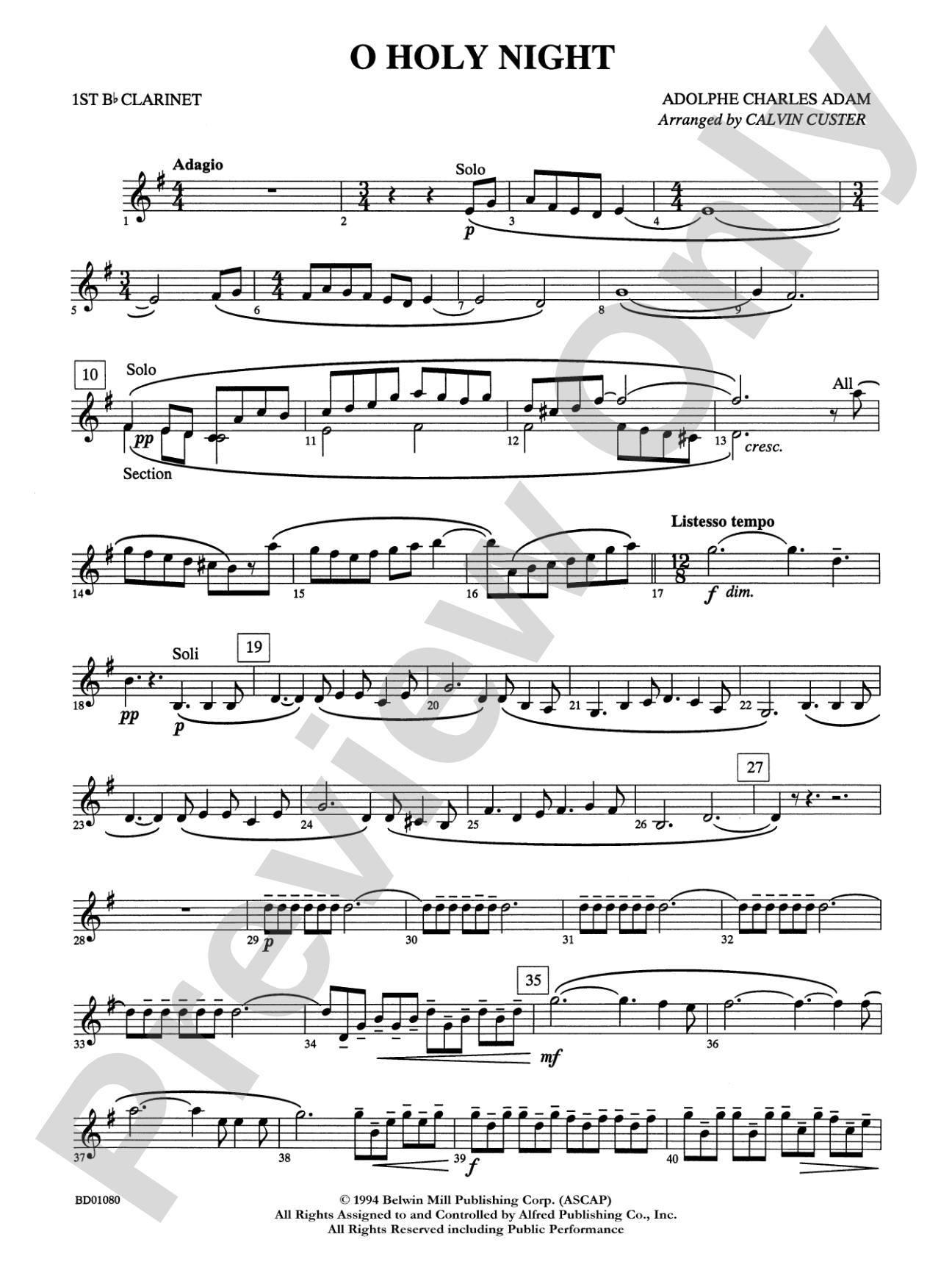 O Holy Night: 1st B-flat Clarinet