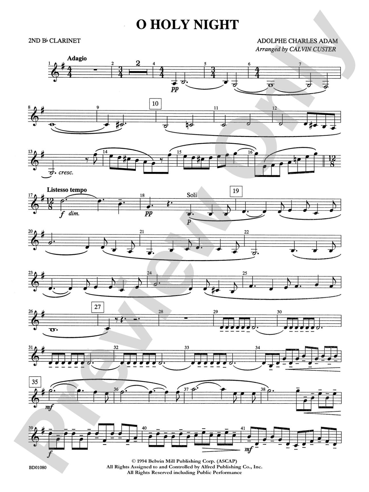O Holy Night: 2nd B-flat Clarinet
