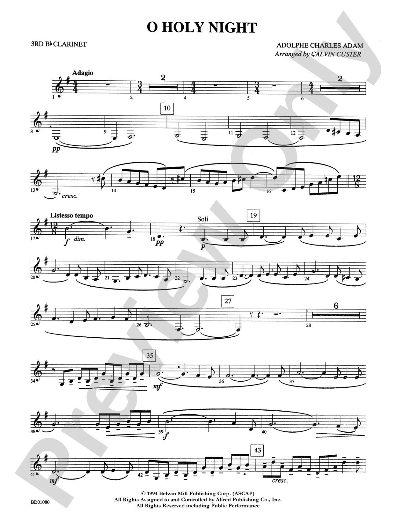 O Holy Night: 3rd B-flat Clarinet