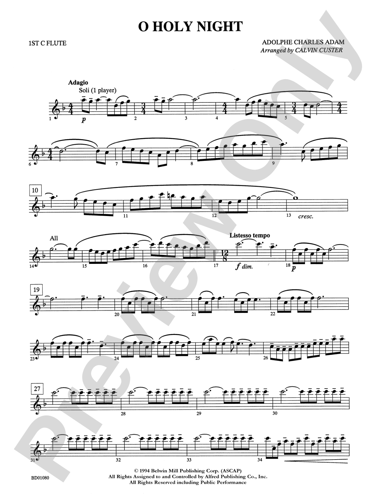 O Holy Night: Flute