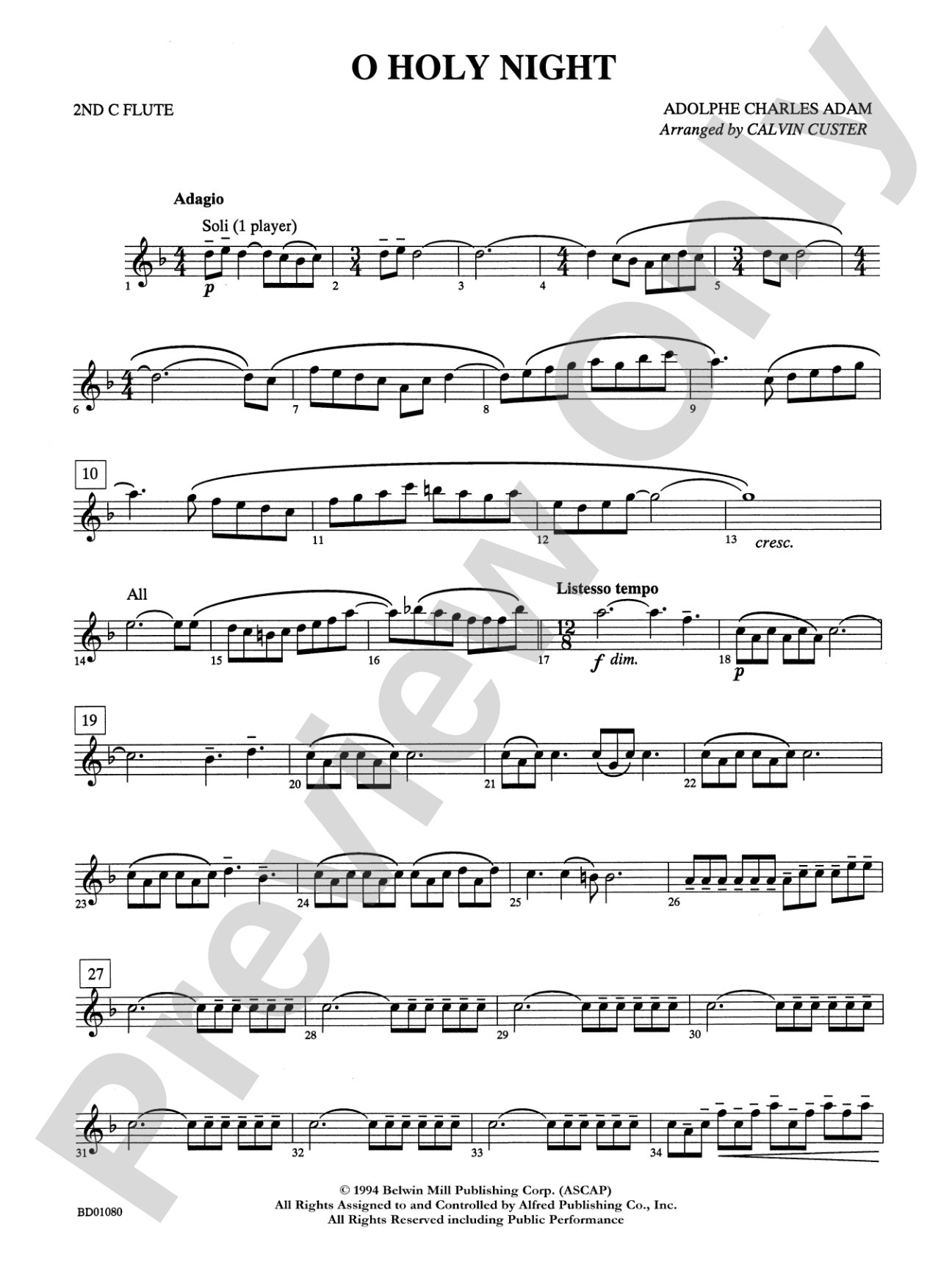 O Holy Night: 2nd Flute