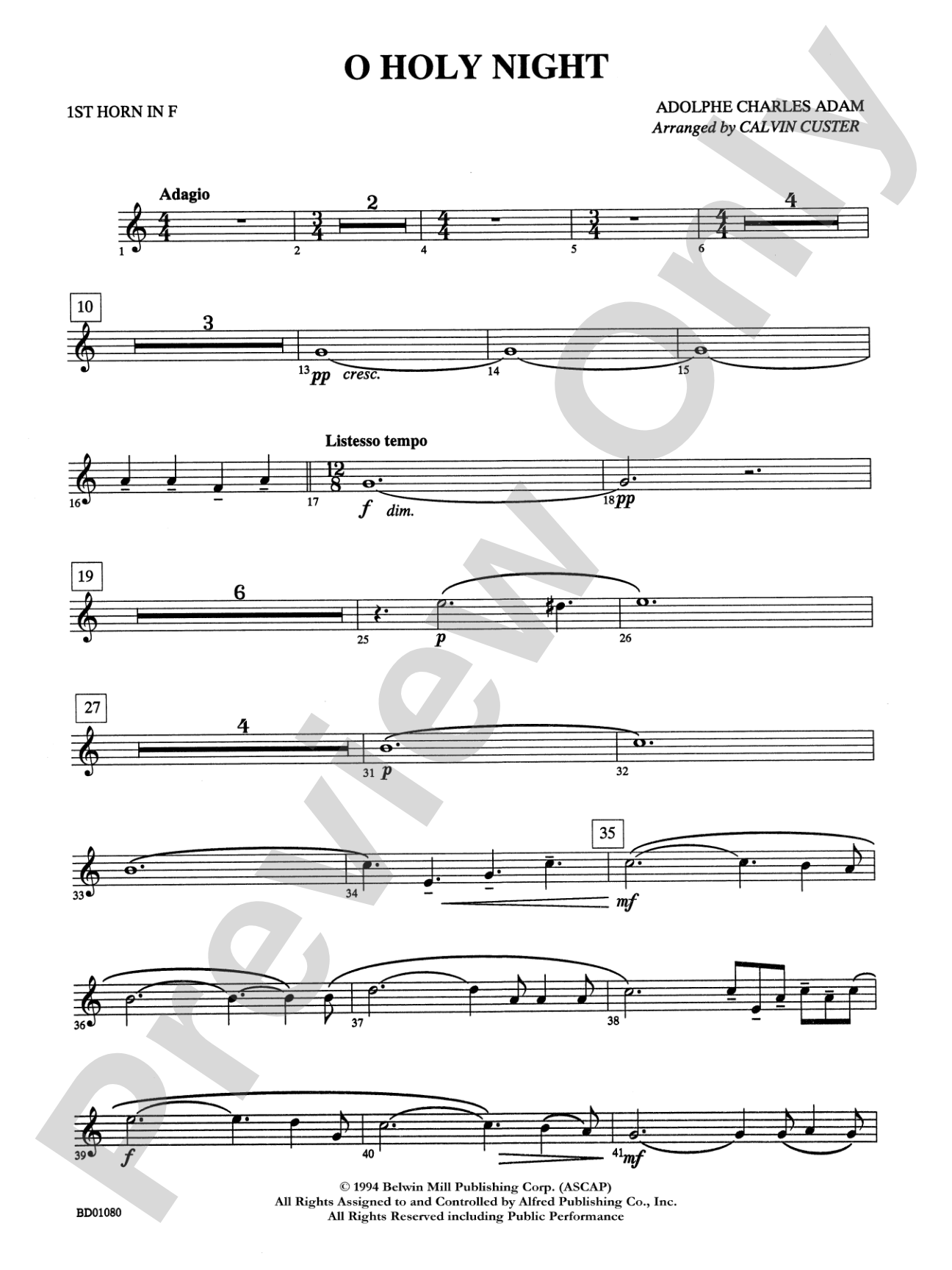 O Holy Night: 1st F Horn