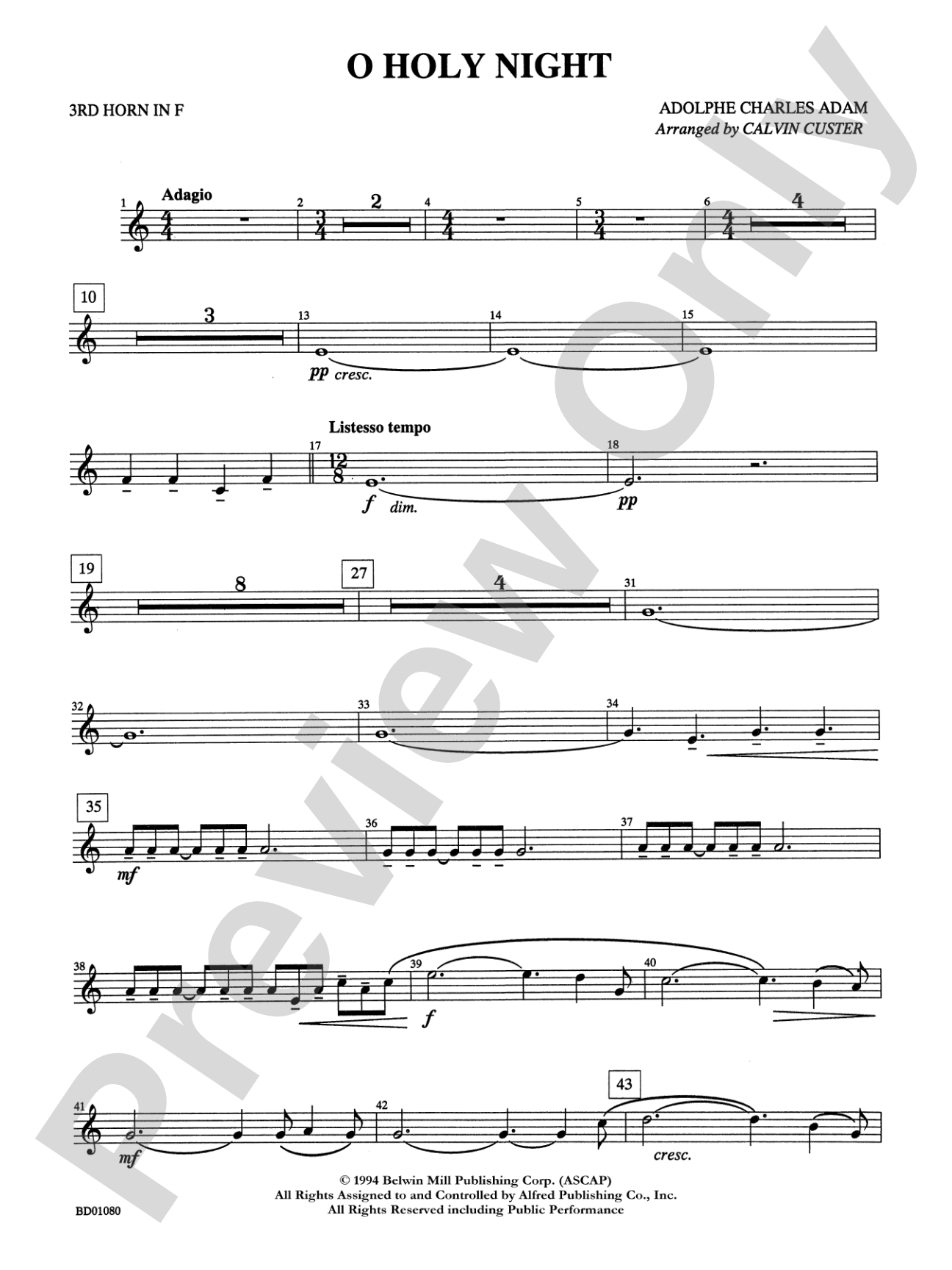 O Holy Night: 3rd F Horn