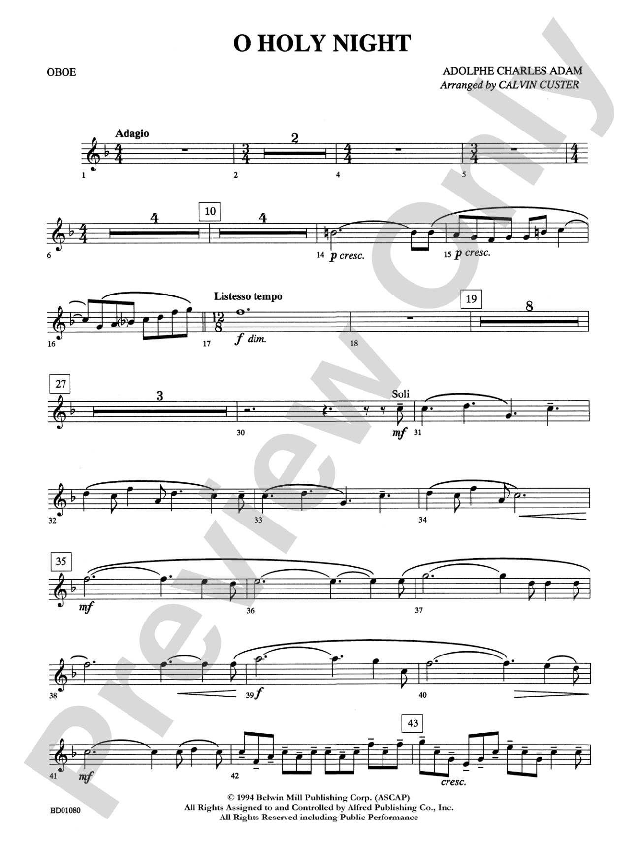 O Holy Night: Oboe