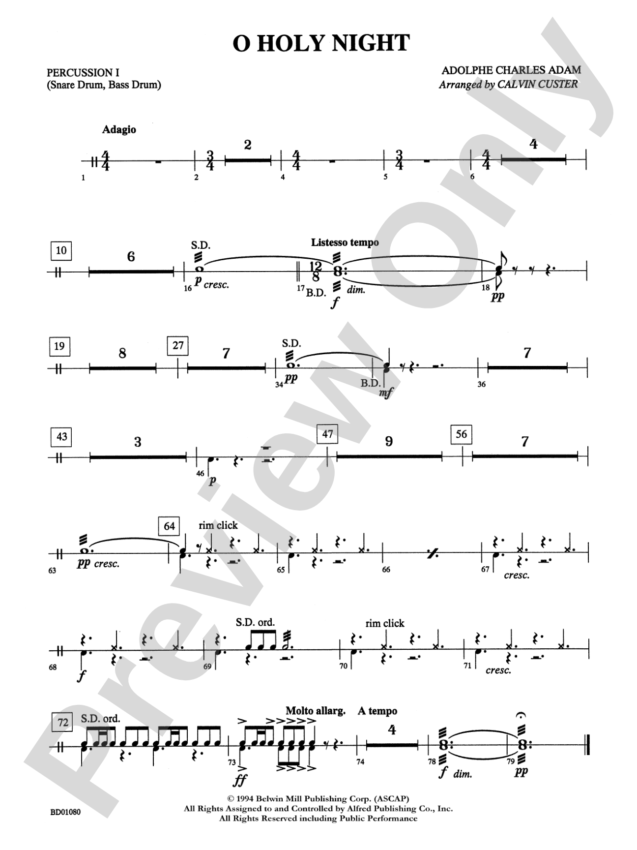 O Holy Night: 1st Percussion