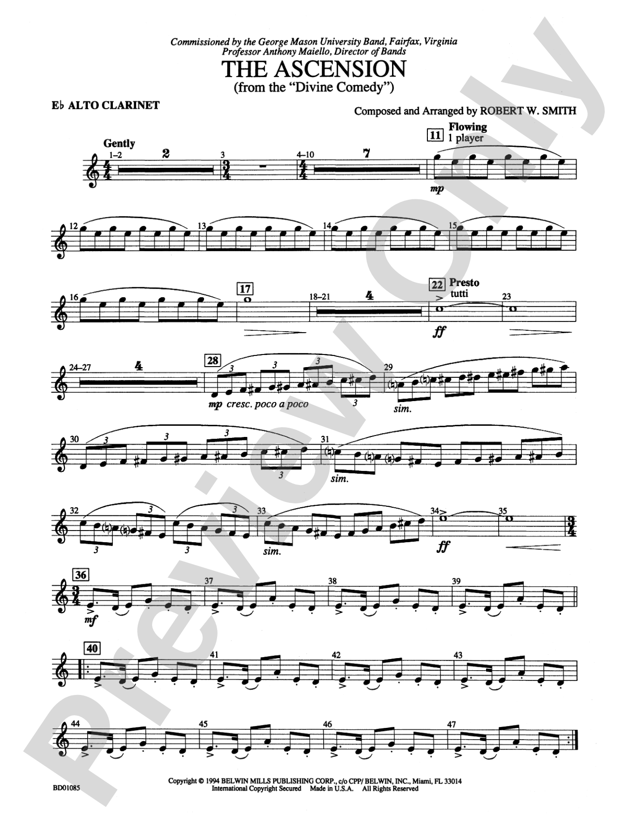 The Ascension (from The Divine Comedy): E-flat Alto Clarinet