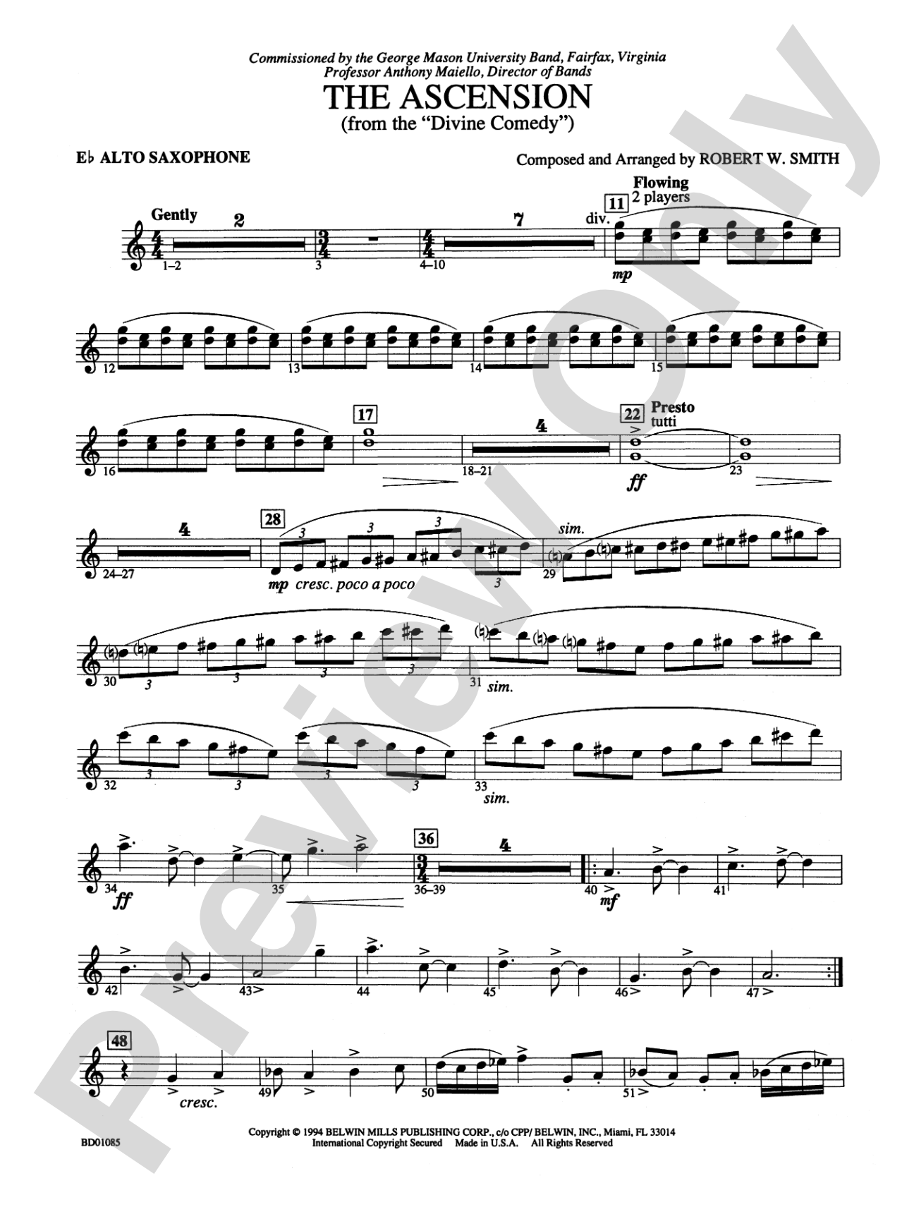 The Ascension (from The Divine Comedy): E-flat Alto Saxophone