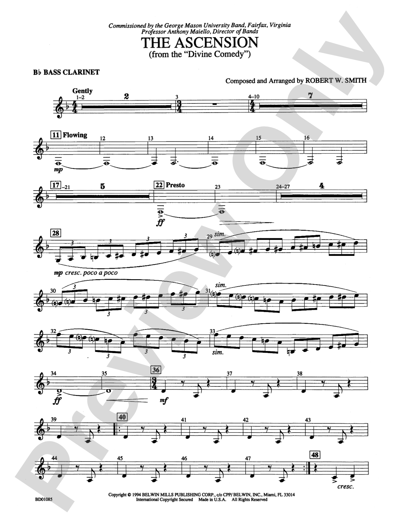 The Ascension (from The Divine Comedy): B-flat Bass Clarinet