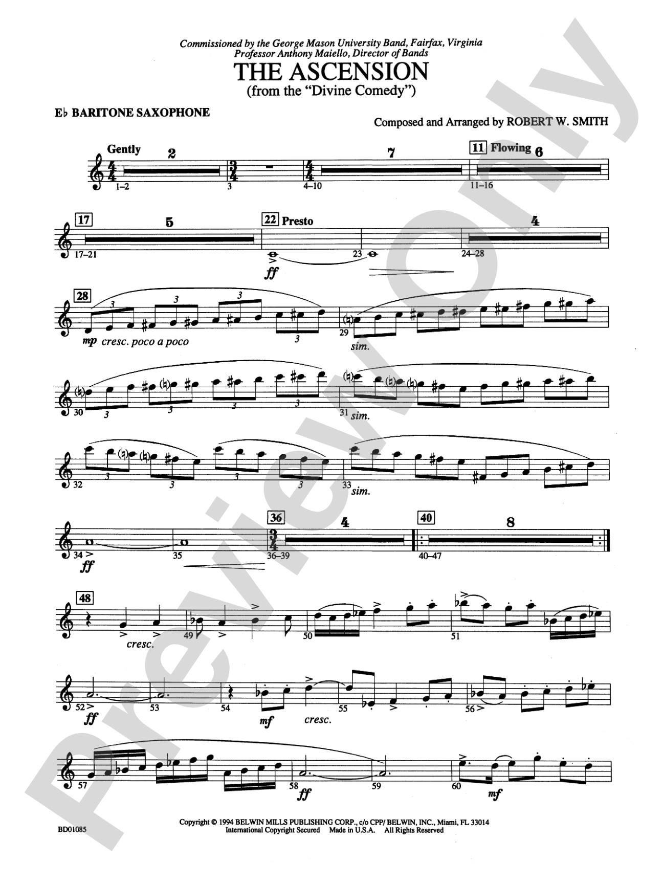The Ascension (from The Divine Comedy): E-flat Baritone Saxophone