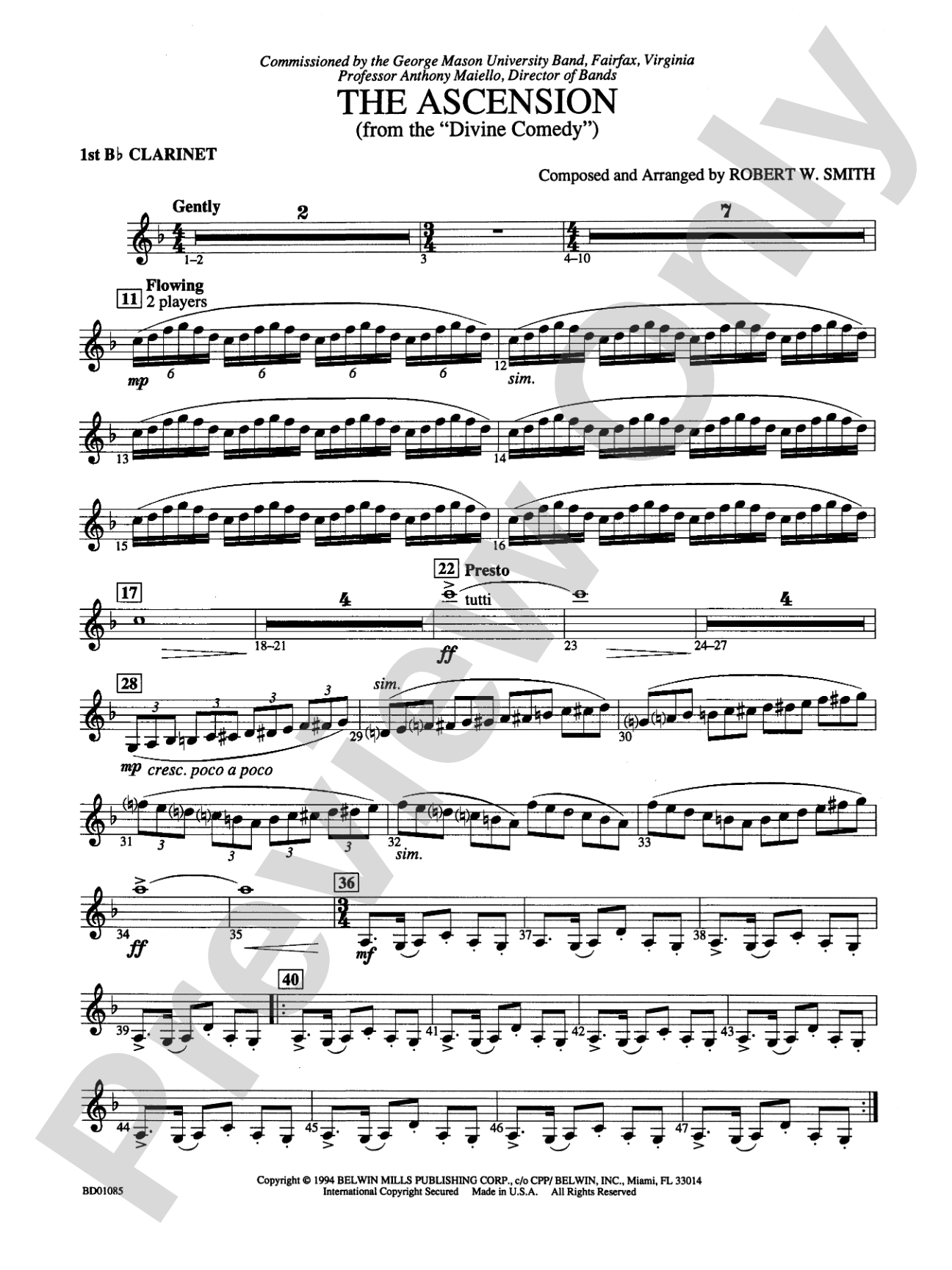 The Ascension (from The Divine Comedy): 1st B-flat Clarinet