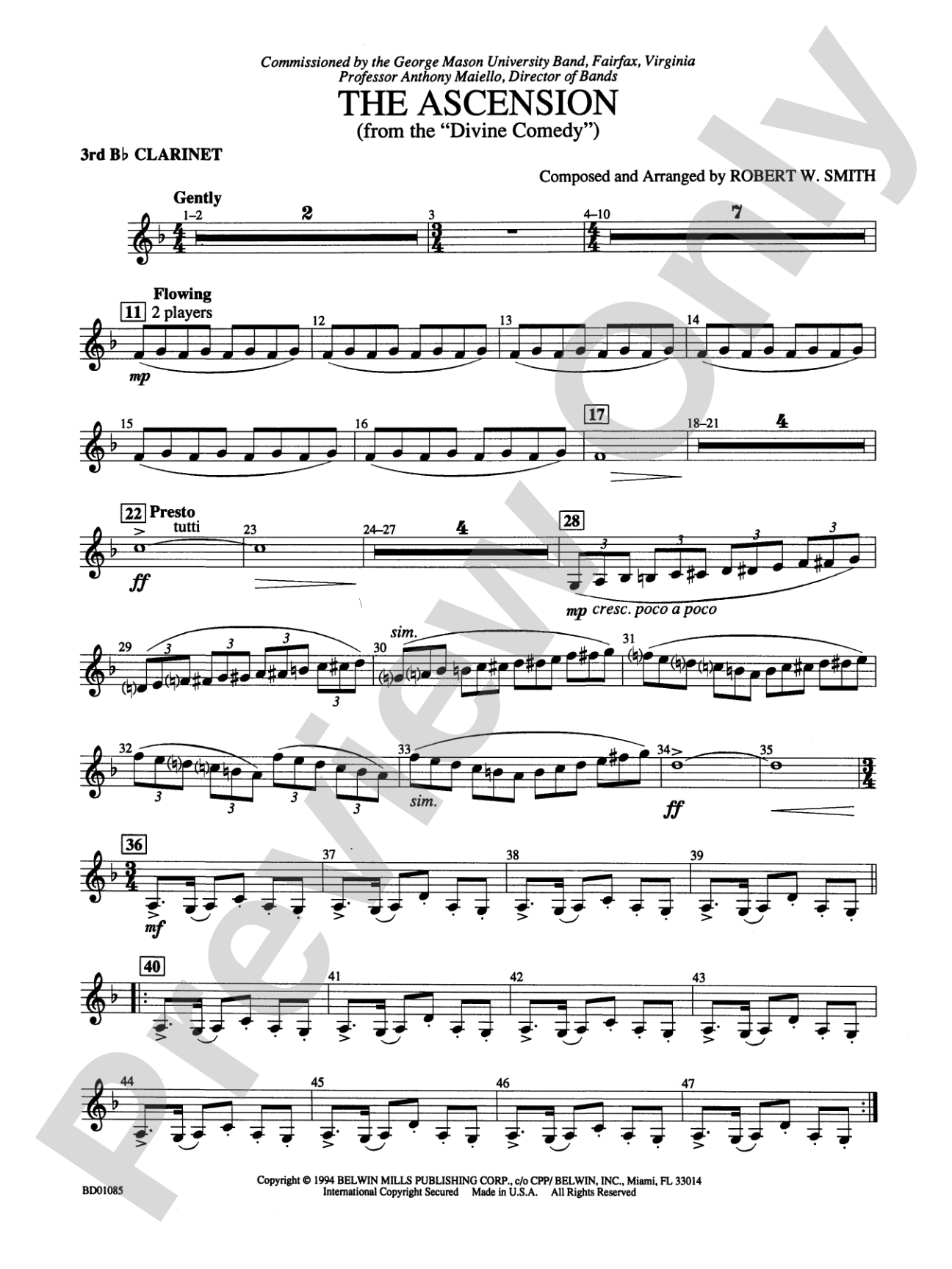 The Ascension (from The Divine Comedy): 3rd B-flat Clarinet