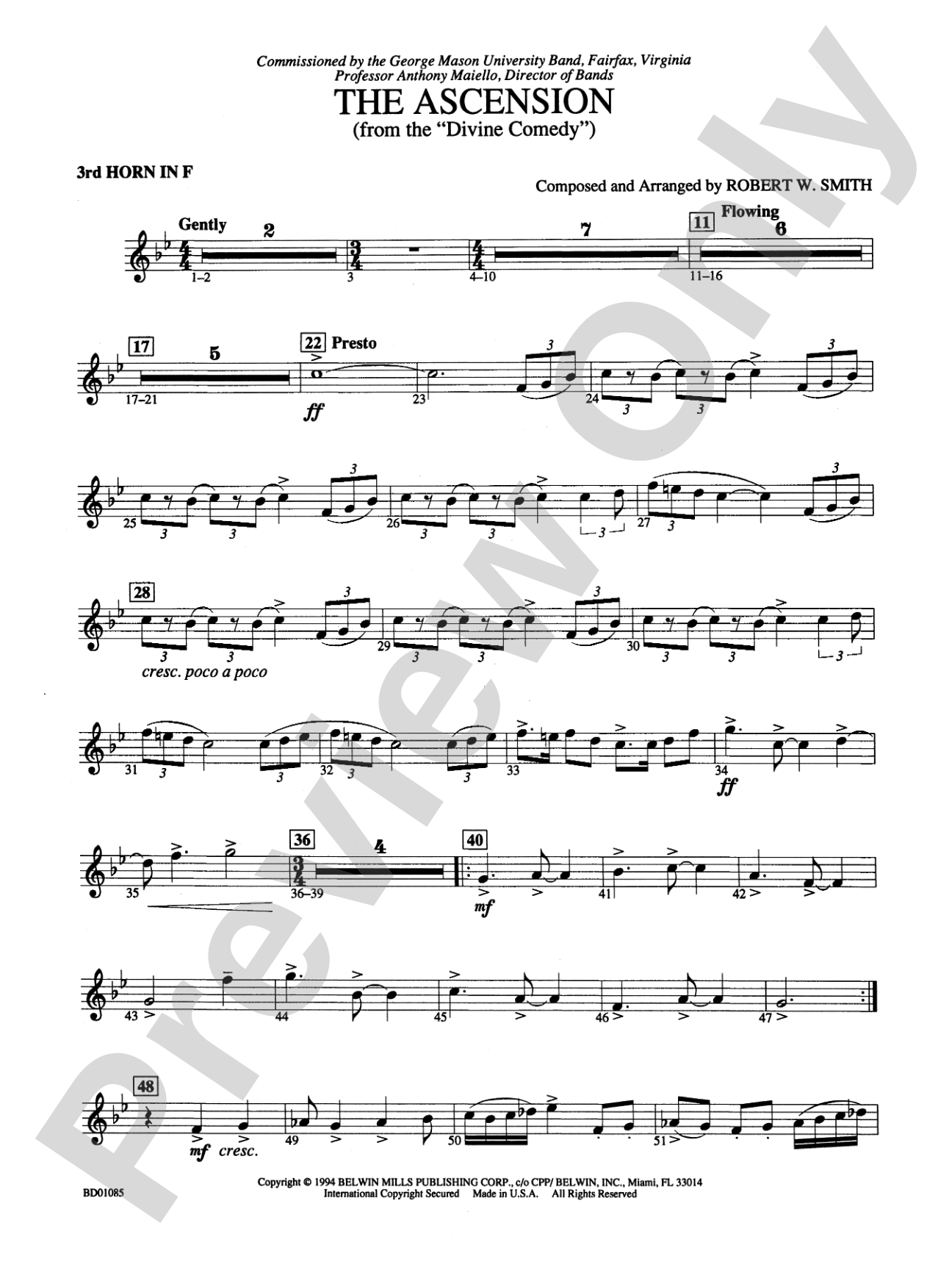 The Ascension (from The Divine Comedy): 3rd F Horn