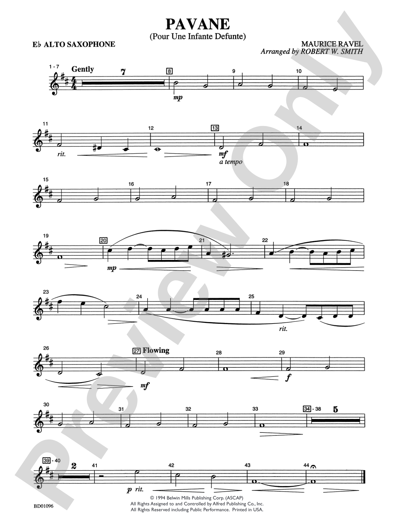 Pavane (Pour Une Infante Defunte): E-flat Alto Saxophone