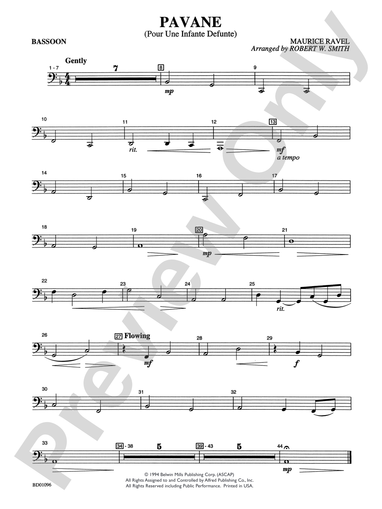 Pavane (Pour Une Infante Defunte): Bassoon