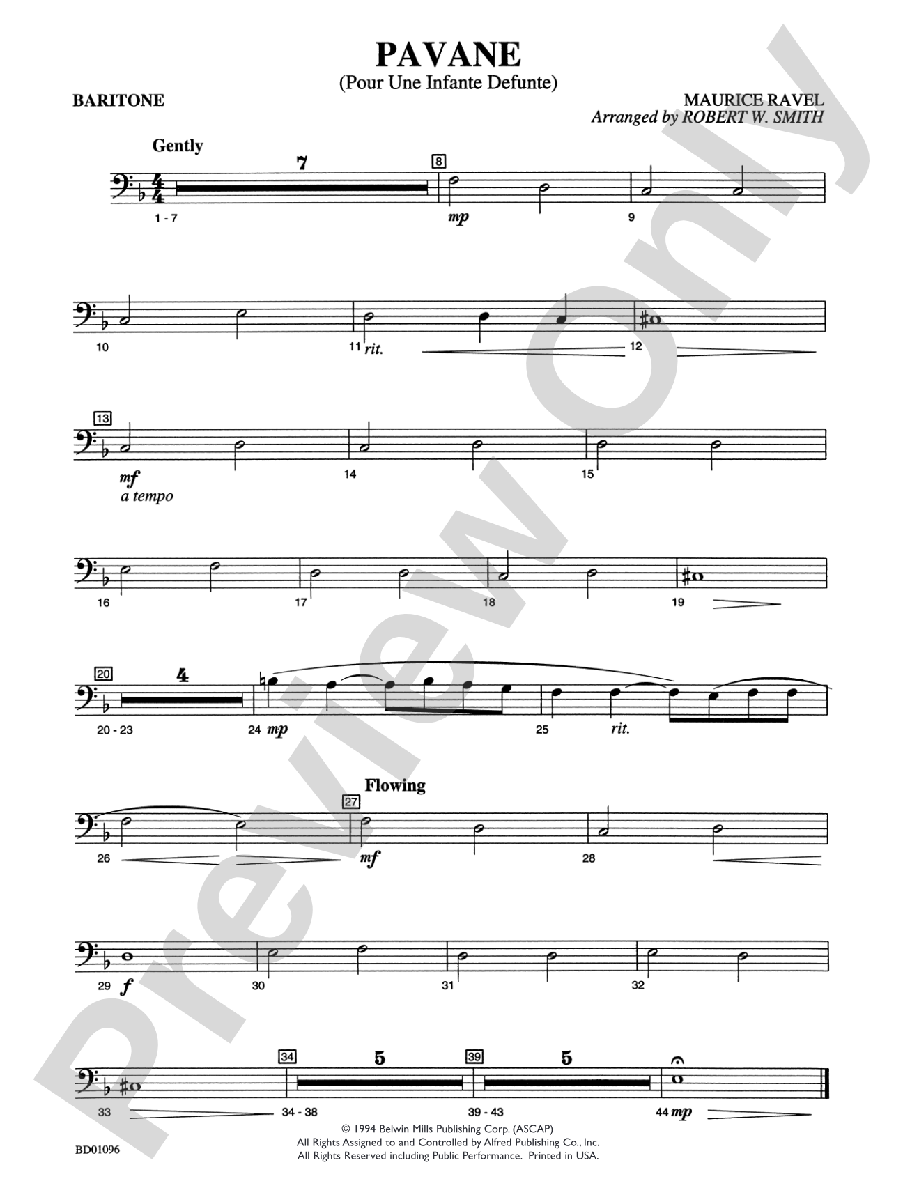 Pavane (Pour Une Infante Defunte): Baritone B.C.