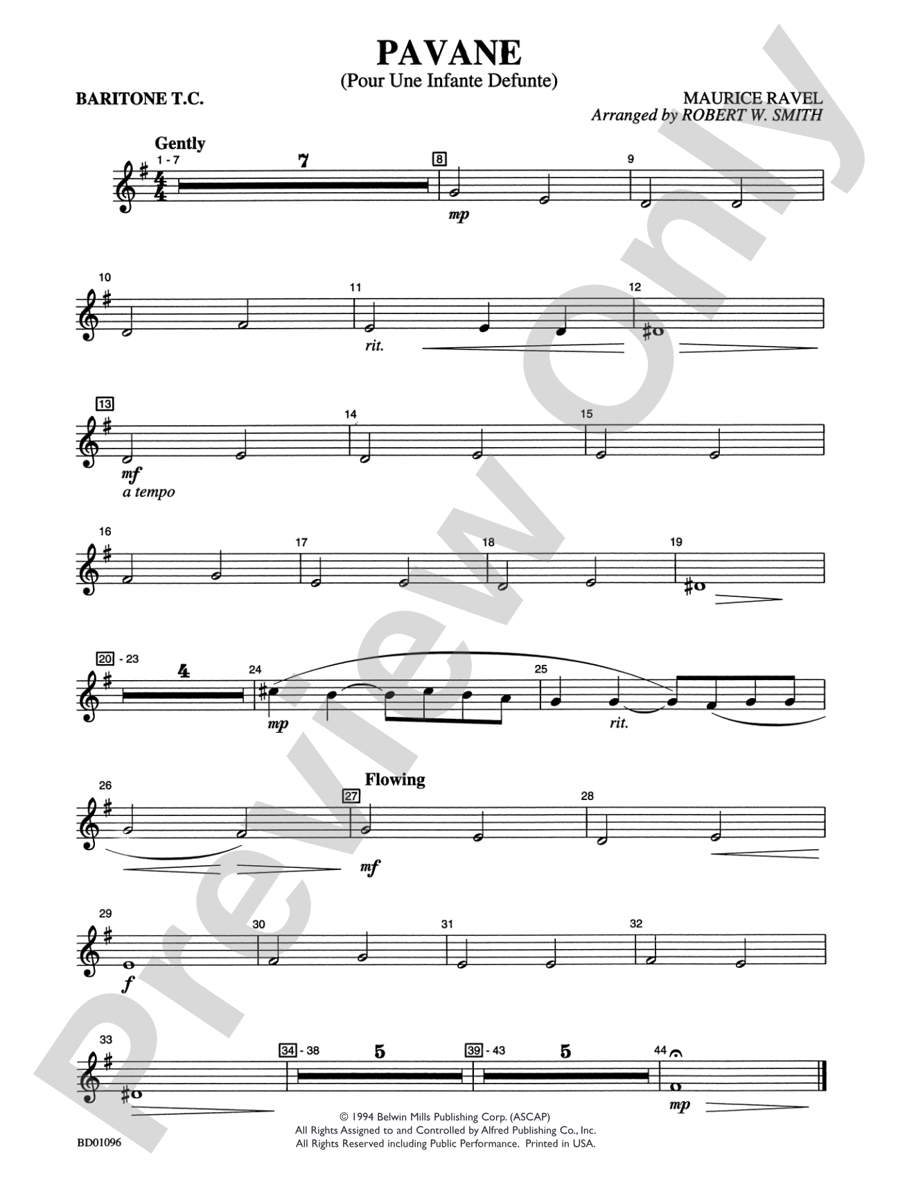 Pavane (Pour Une Infante Defunte): Baritone T.C.