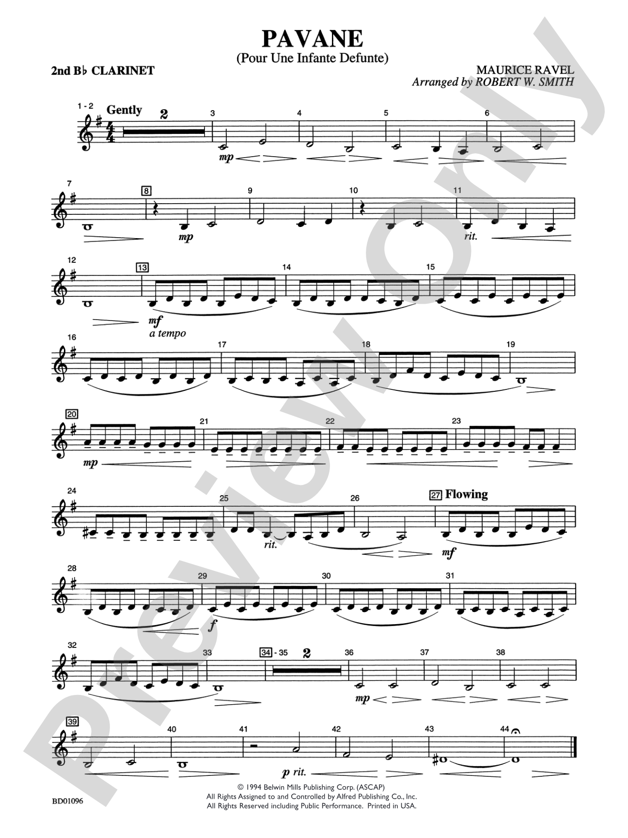Pavane (Pour Une Infante Defunte): 2nd B-flat Clarinet