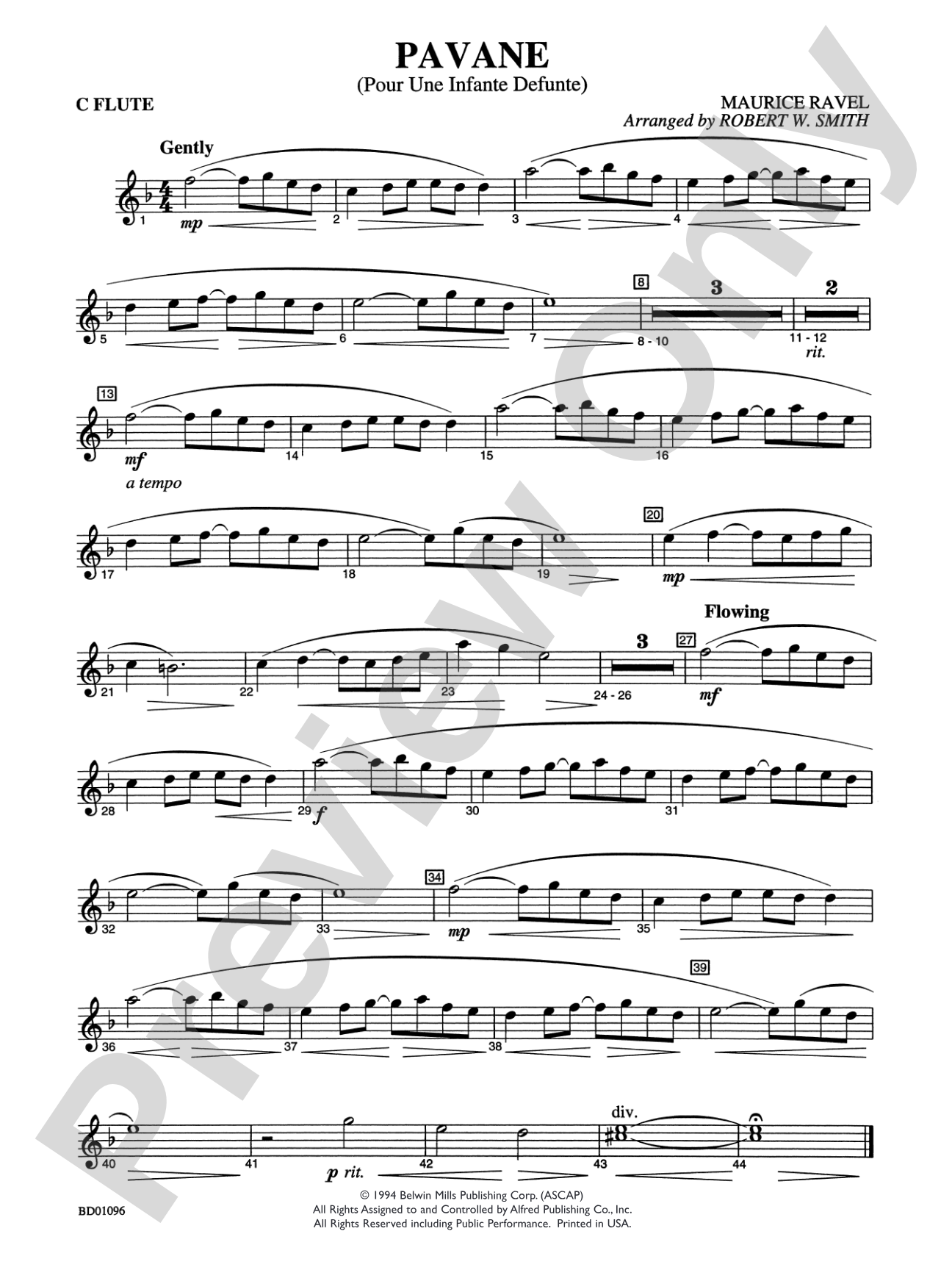 Pavane (Pour Une Infante Defunte): Flute
