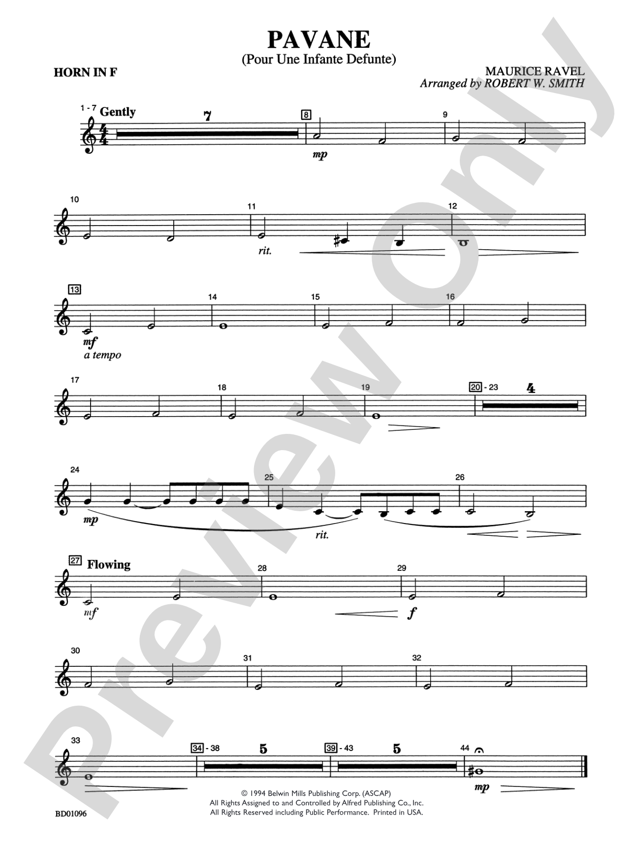 Pavane (Pour Une Infante Defunte): 1st F Horn