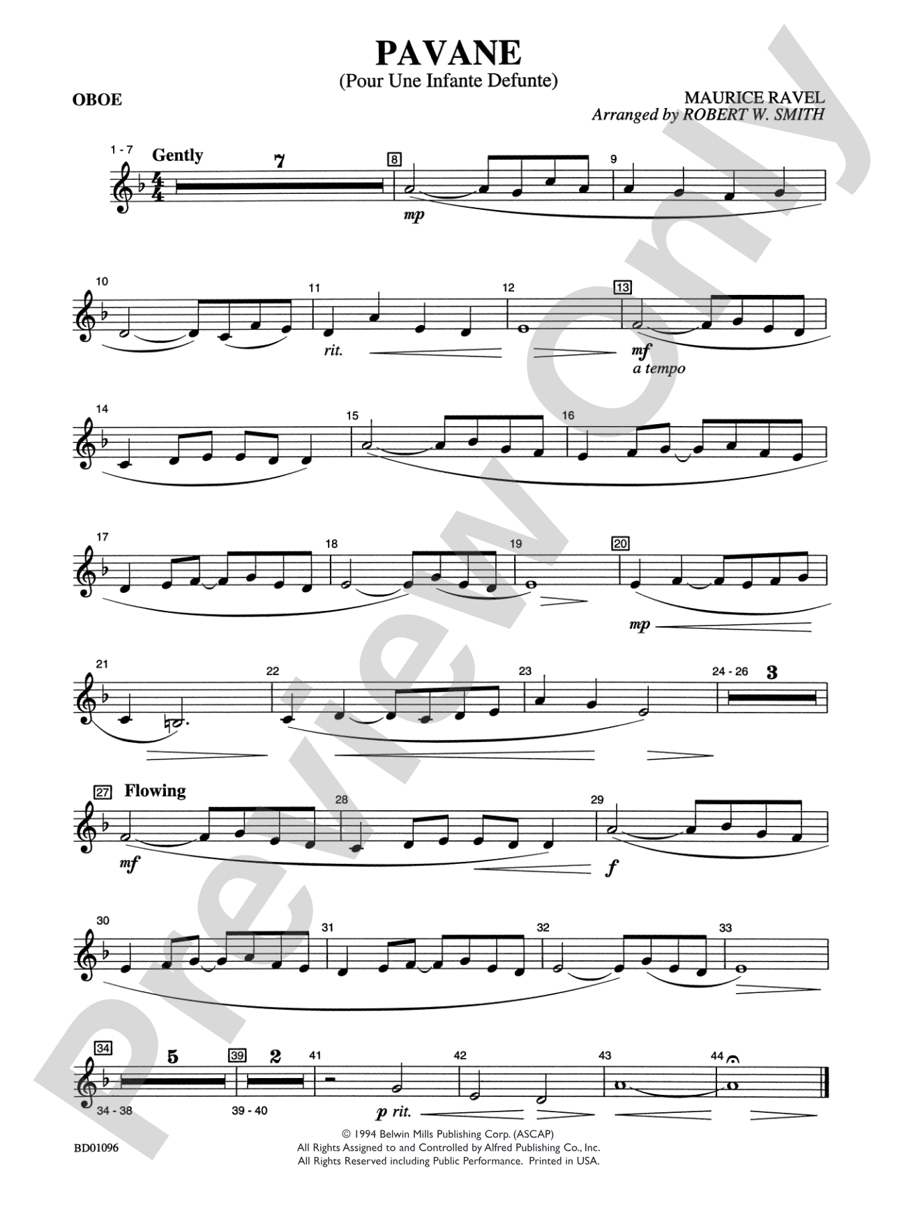 Pavane (Pour Une Infante Defunte): Oboe