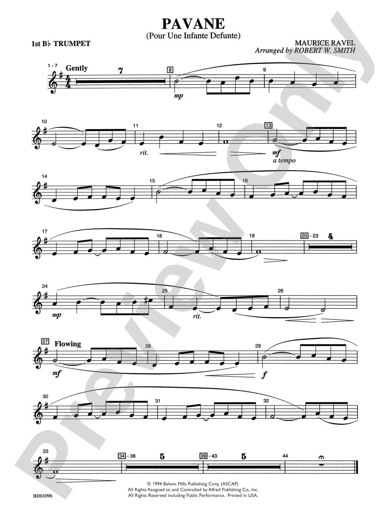 Pavane (Pour Une Infante Defunte): 1st B-flat Trumpet
