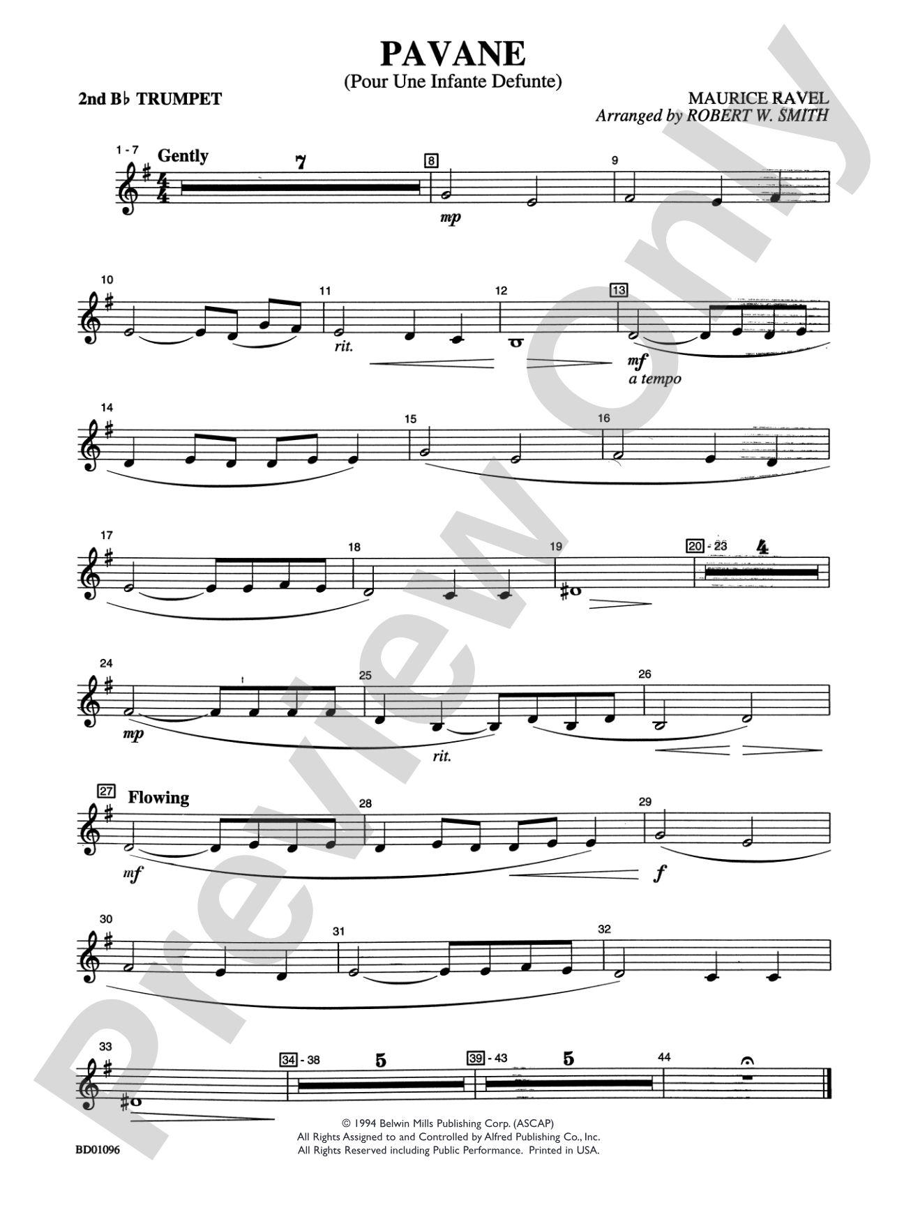 Pavane (Pour Une Infante Defunte): 2nd B-flat Trumpet
